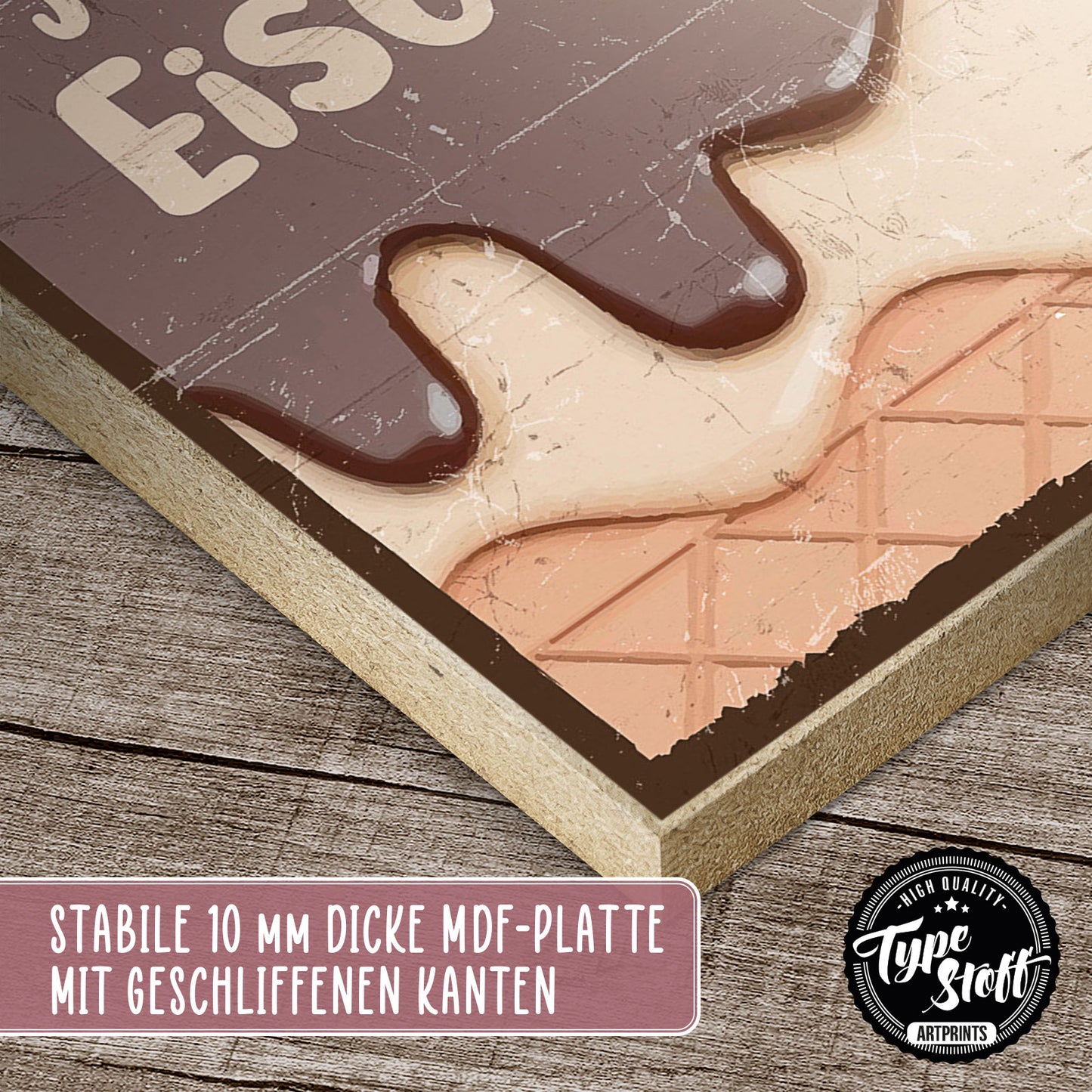 Holzschild mit Spruch - Stresslevel - Eiscreme – HS-GH-01054