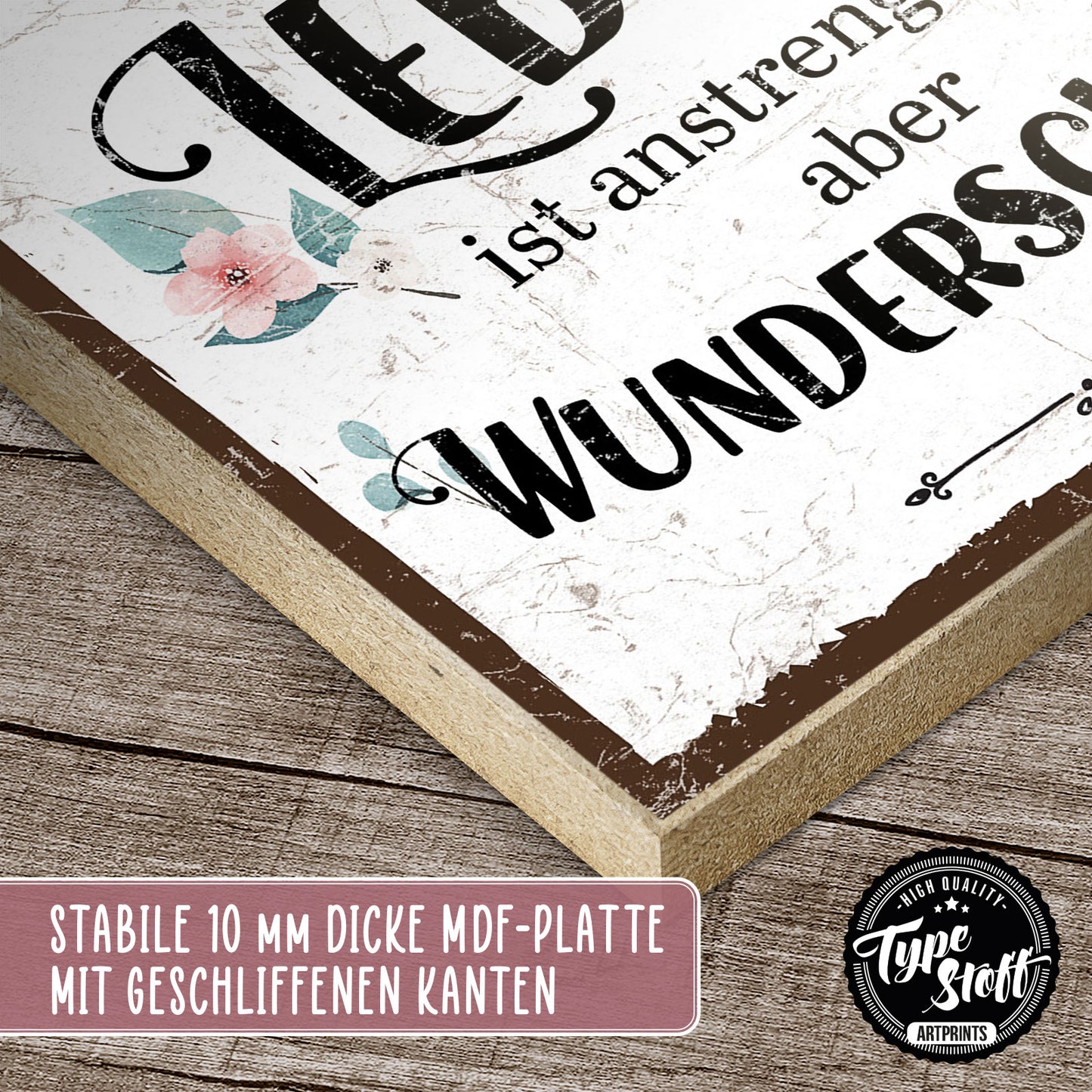 Holzschild mit Spruch - Hygge - Das Leben ist anstrengend - HS-QN-01060