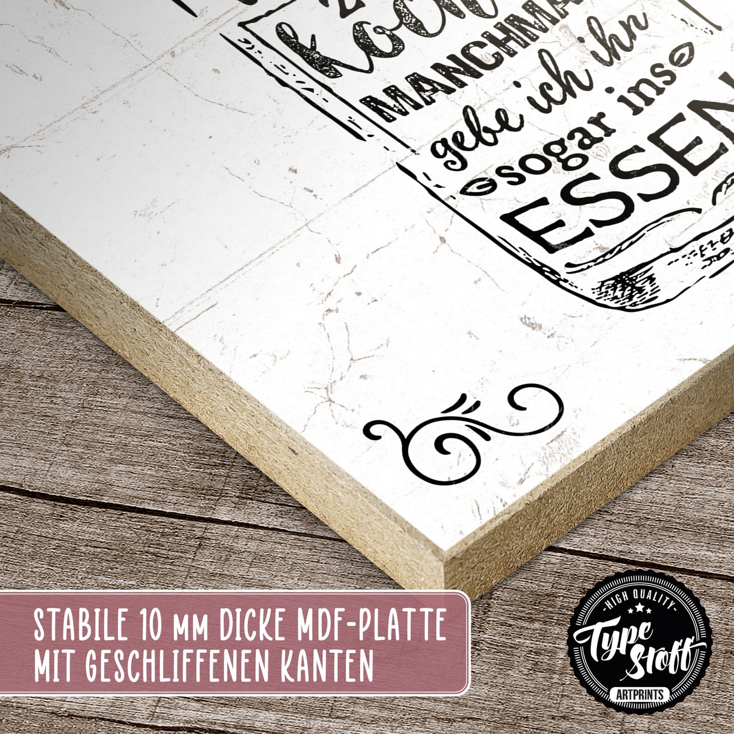 Holzschild mit Spruch - Ich liebe es mit Wein zu kochen - HS-GH-01063