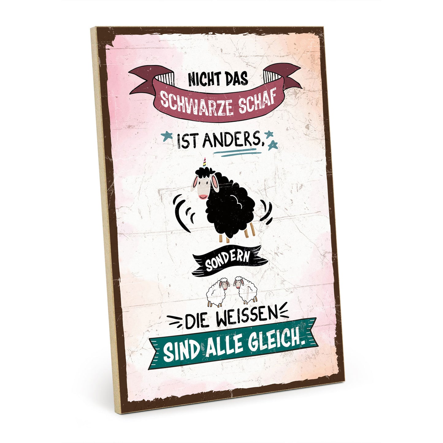 Holzschild mit Spruch - Hygge - Schwarzes Schaf – HS-GH-01075