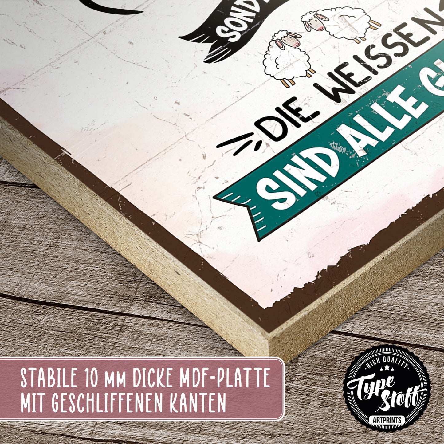 Holzschild mit Spruch - Hygge - Schwarzes Schaf – HS-GH-01075