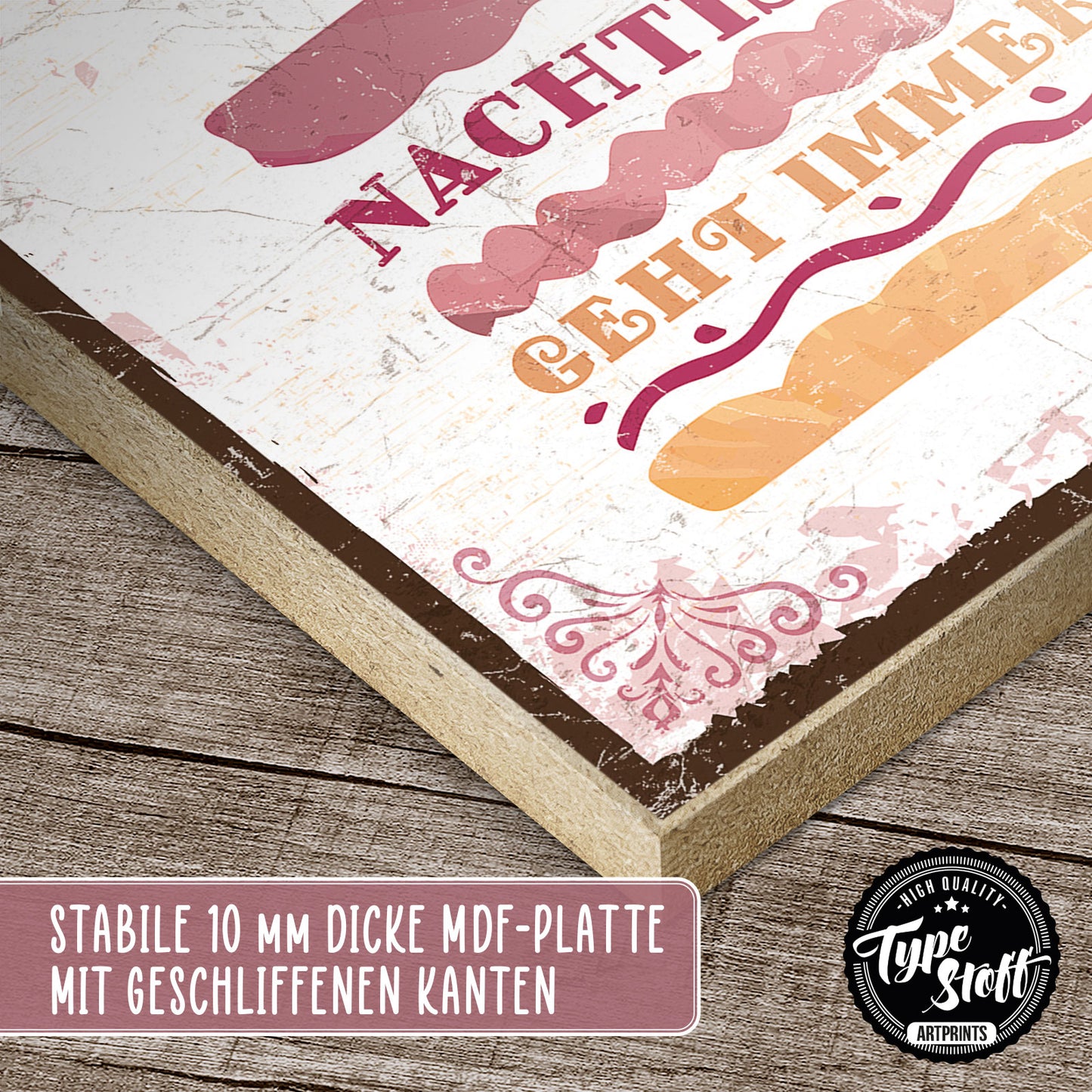 Holzschild mit Spruch - Küche - Nachtisch geht immer - HS-QN-01080