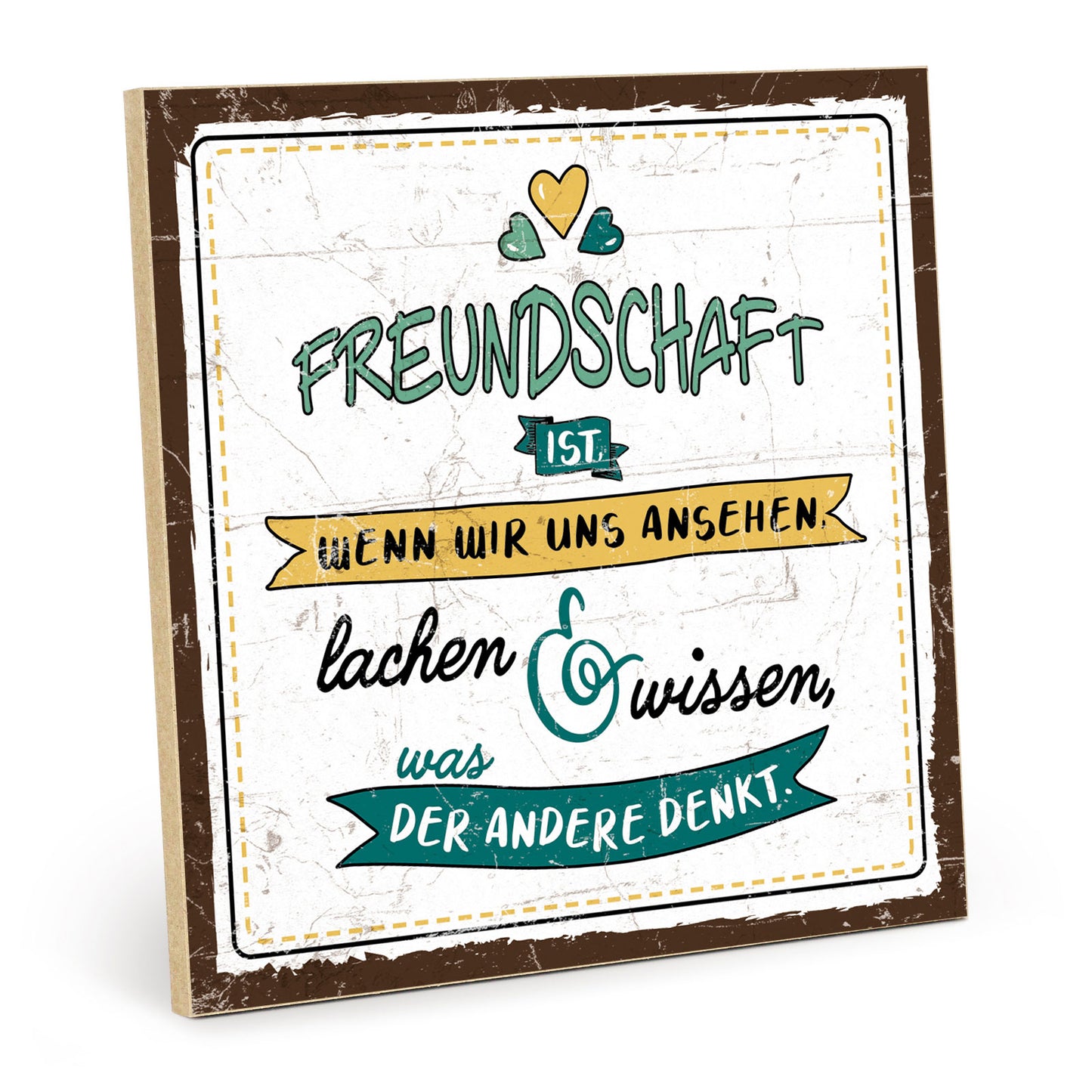 Holzschild mit Spruch - Freundschaft und Lachen – HS-QN-01091