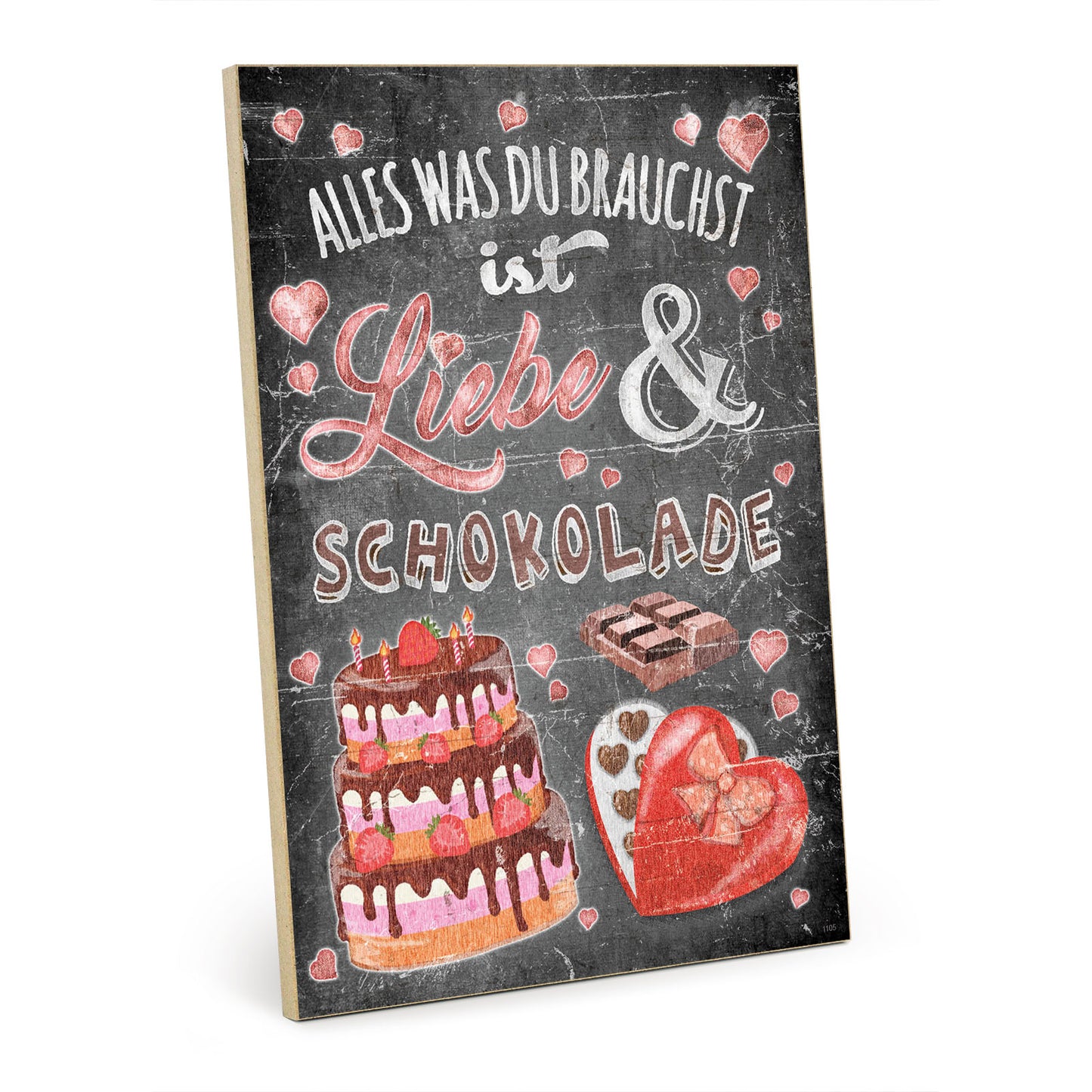 Holzschild mit Spruch - Liebe und Schokolade – HS-GH-01105