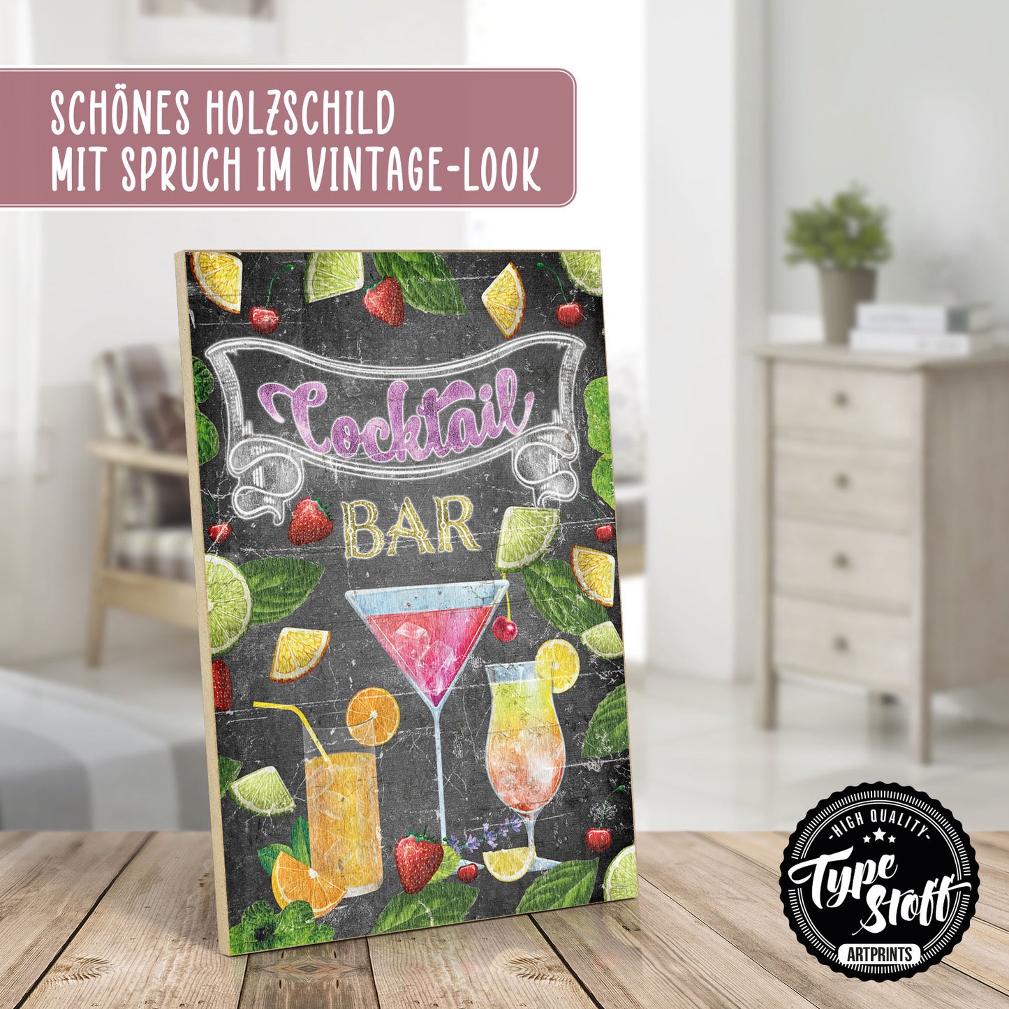 Holzschild mit Spruch - Cocltail Bar – HS-GH-01106