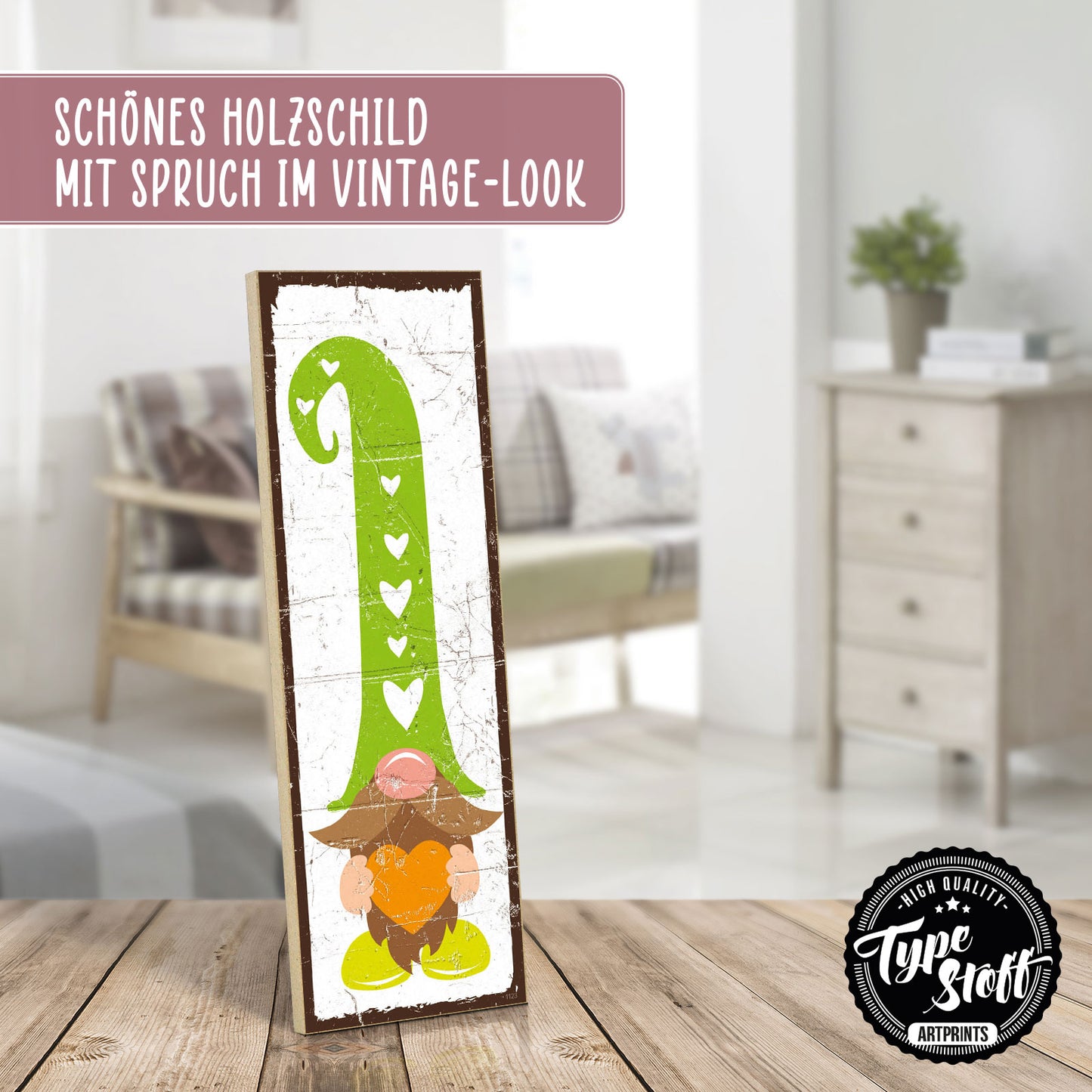 Holzschild mit Spruch - Wichtel Frühling – HS-KH-01123