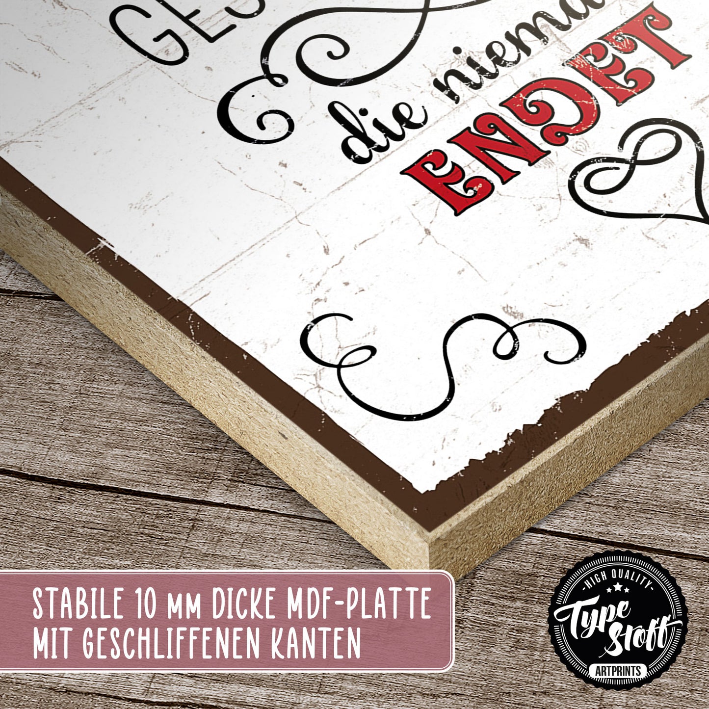 Holzschild mit Spruch - Mama - Liebesgeschichte nie endend – HS-GH-01141