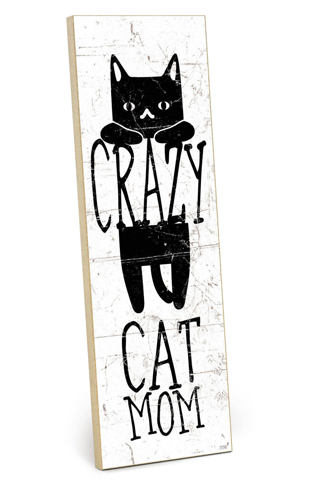 Holzschild mit Spruch - Katze - Crazy cat mom – HS-KH-01150