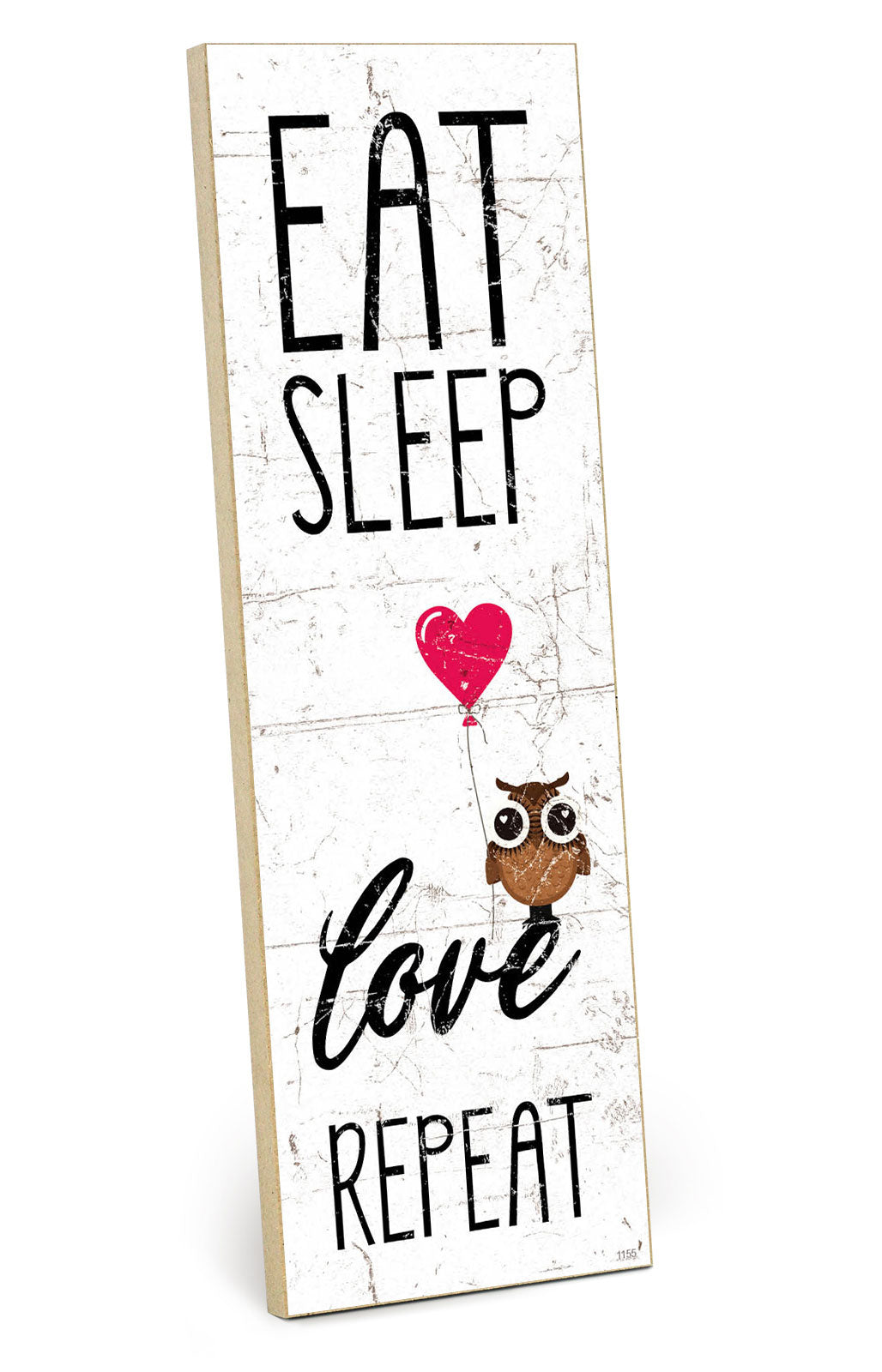 Holzschild mit Spruch - Hygge - eat sleep love repeat – HS-KH-01155