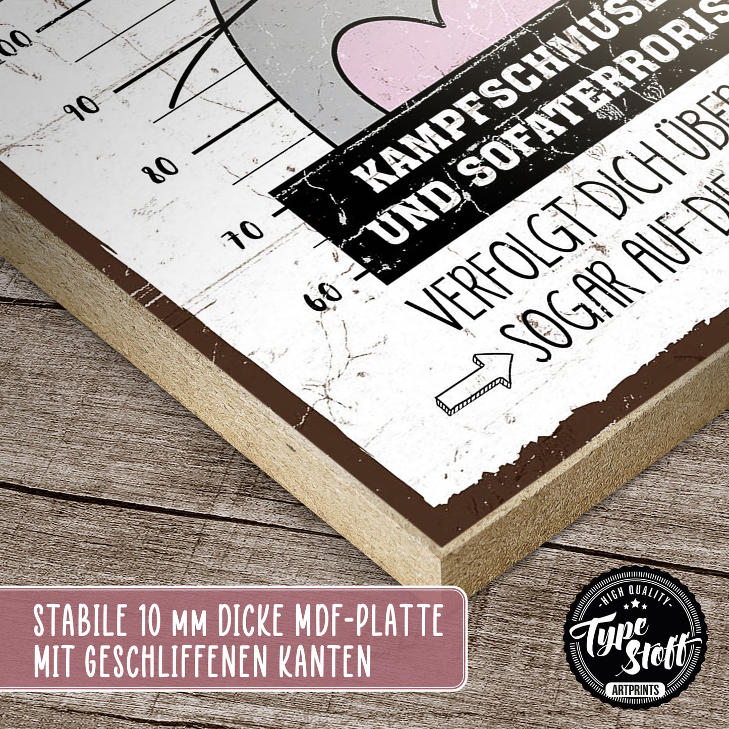Holzschild mit Spruch - Katze - Stalker - Kampfschmuser – HS-GH-01164
