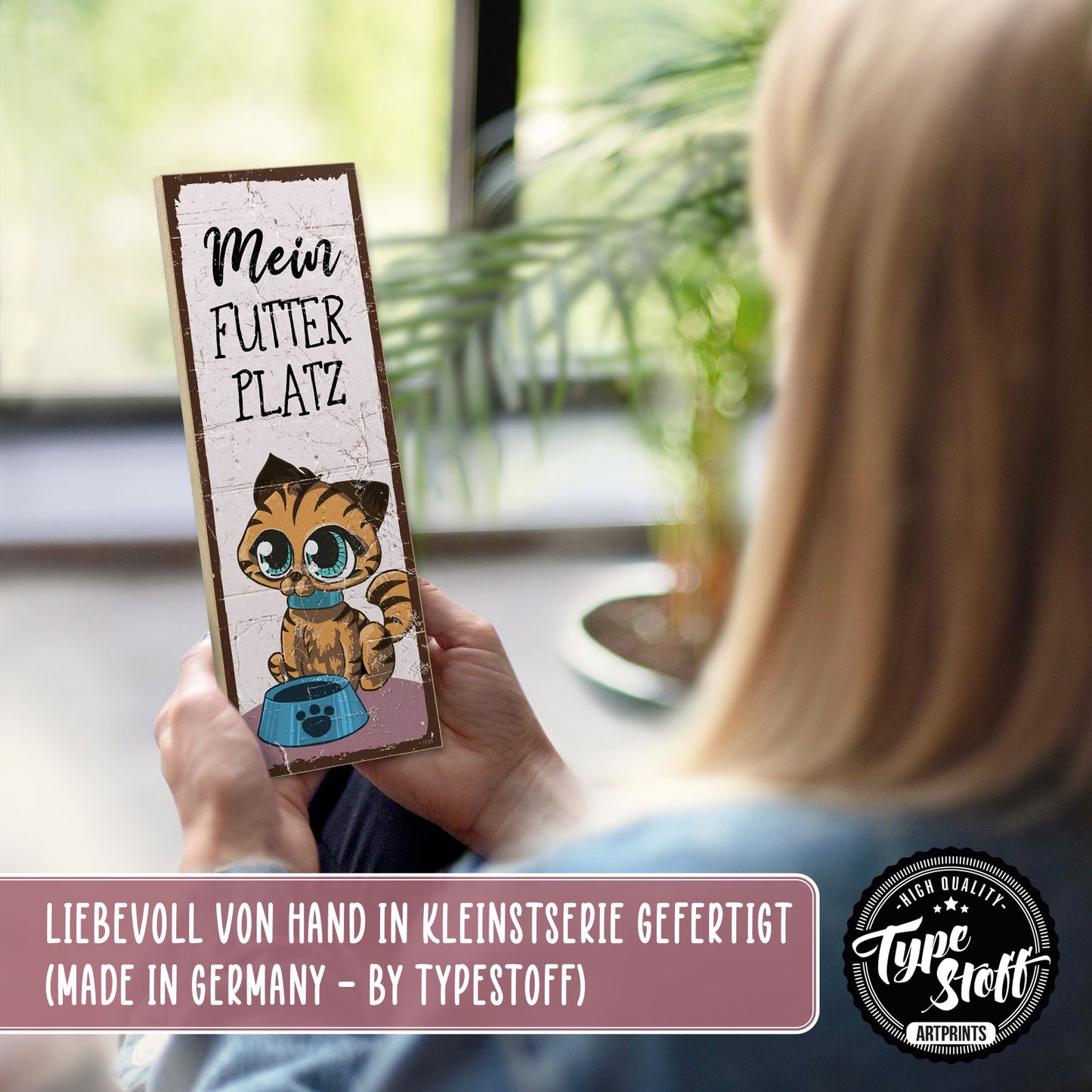Holzschild mit Spruch - Katze - Mein Futterplatz – HS-KH-01165