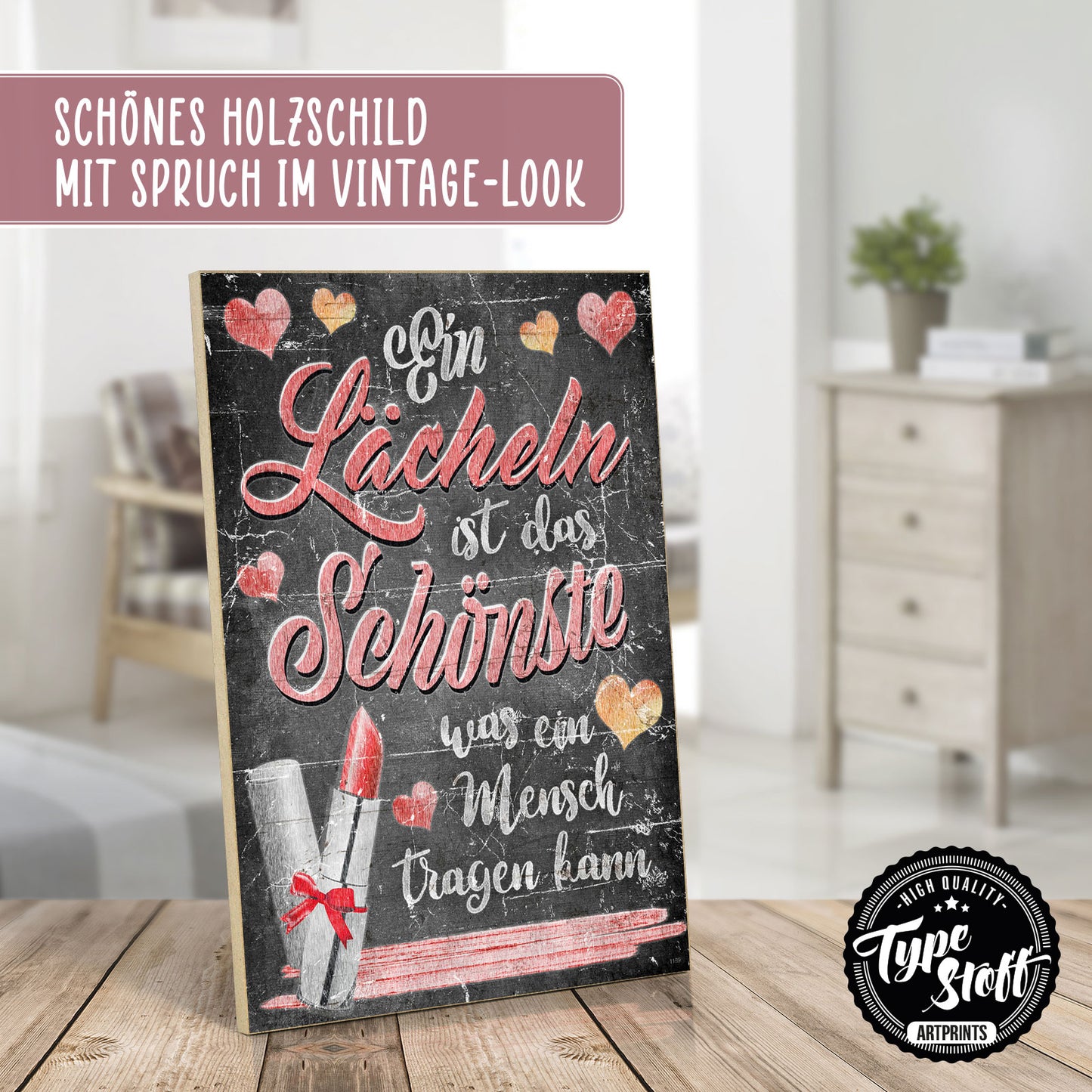 Holzschild mit Spruch - Lachen - Lächeln – HS-GH-01169
