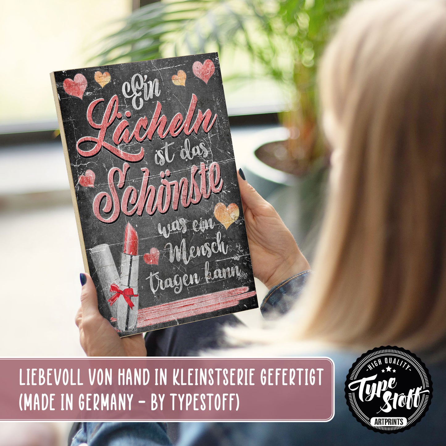 Holzschild mit Spruch - Lachen - Lächeln – HS-GH-01169