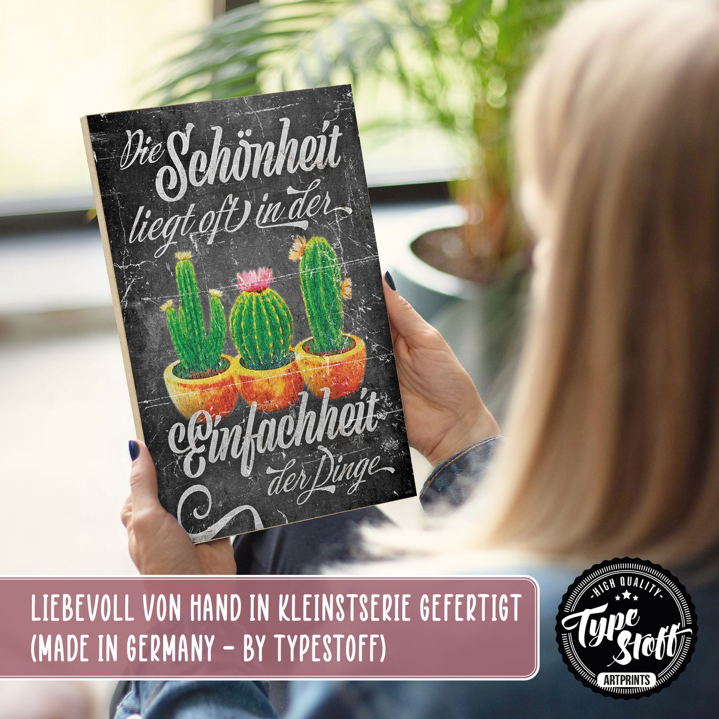 Holzschild mit Spruch - Hygge - Schönheit - Einfachheit – HS-GH-01170