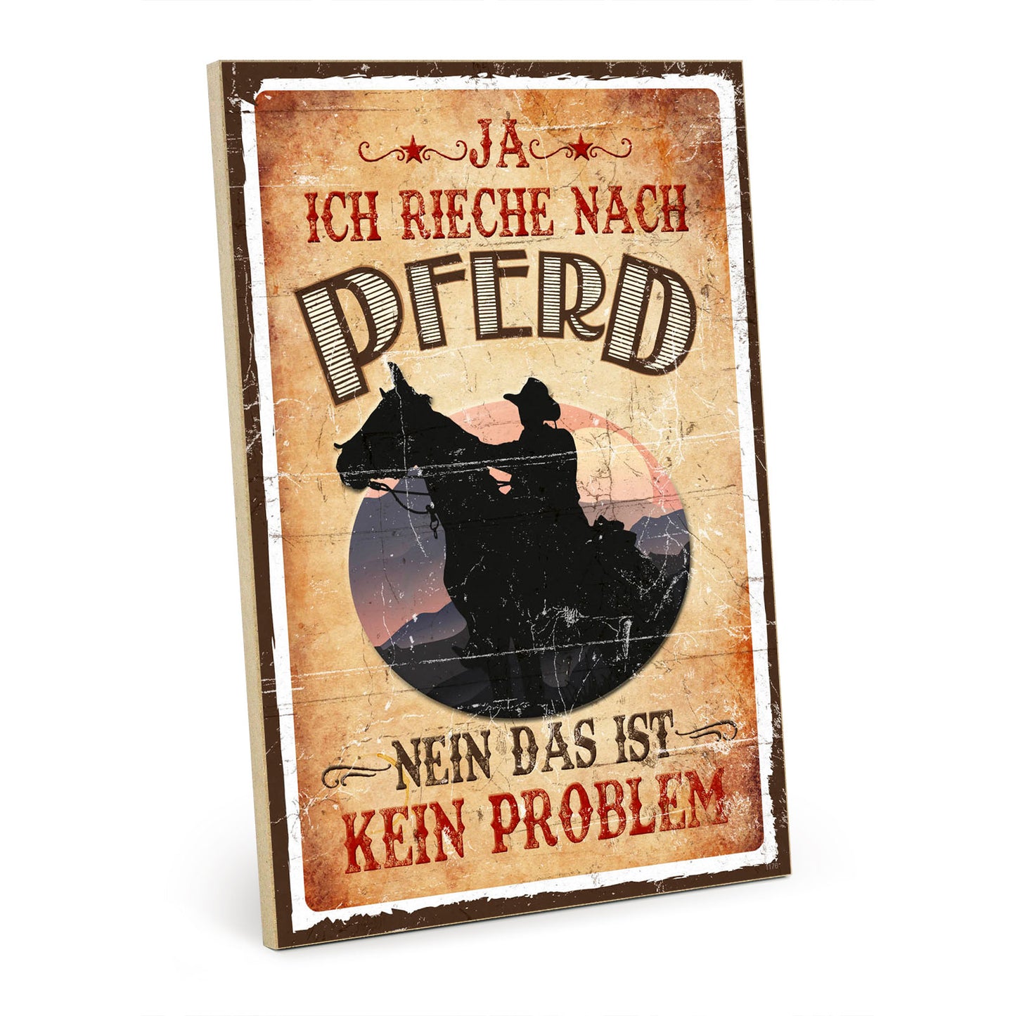 Holzschild mit Spruch - Ich rieche nach Pferd – HS-GH-01176