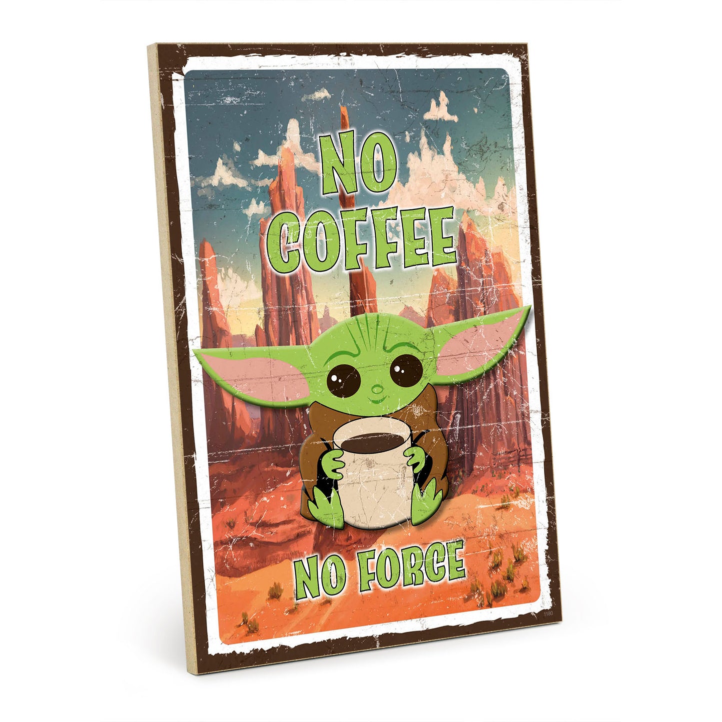 Holzschild mit Spruch - Kaffee - No Coffe no force – HS-GH-01180