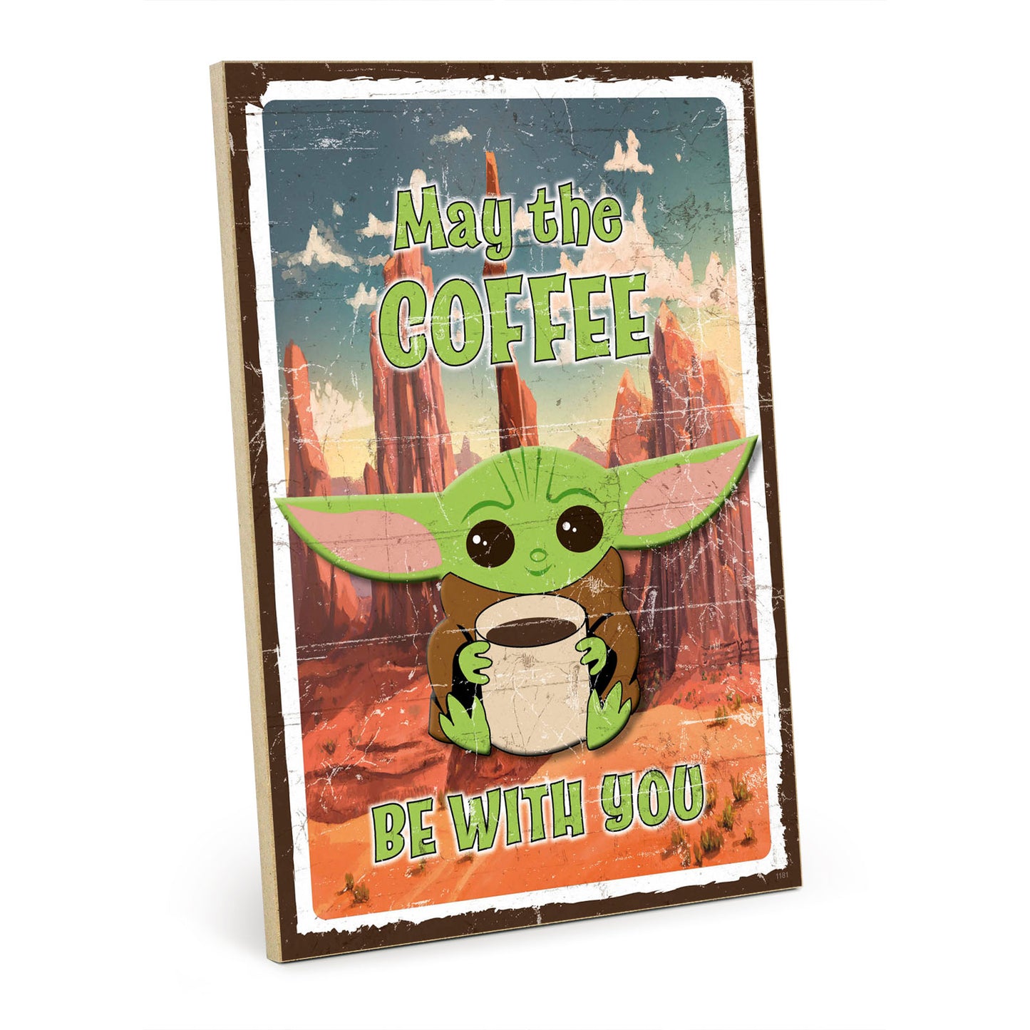Holzschild mit Spruch - Kaffee - may the coffee be with you – HS-GH-01181