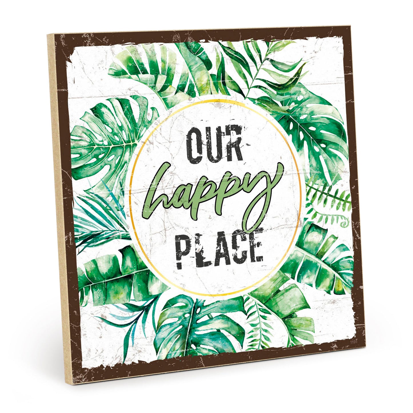 Holzschild mit Spruch - Zuhause - Our happy place – HS-QN-01191
