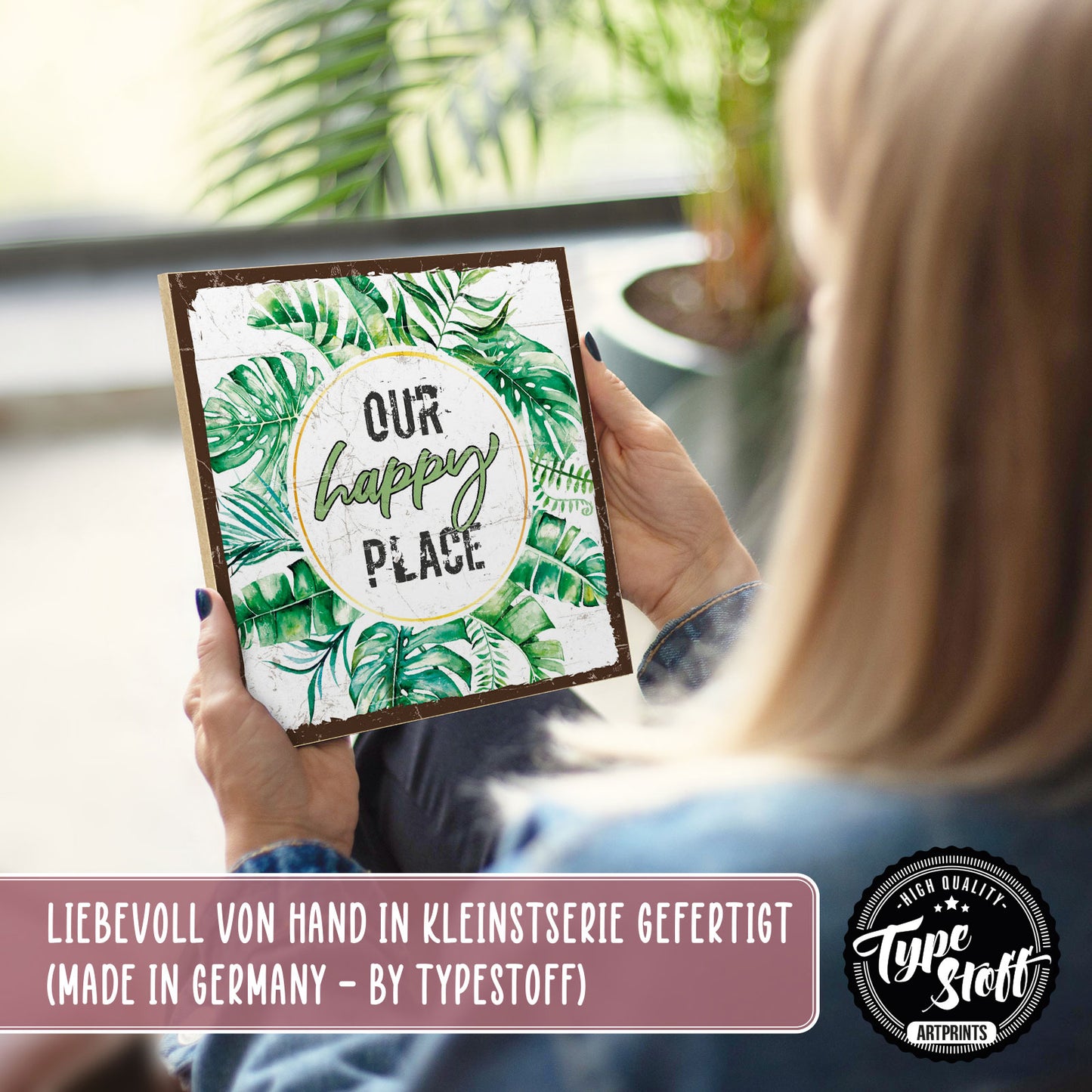 Holzschild mit Spruch - Zuhause - Our happy place – HS-QN-01191