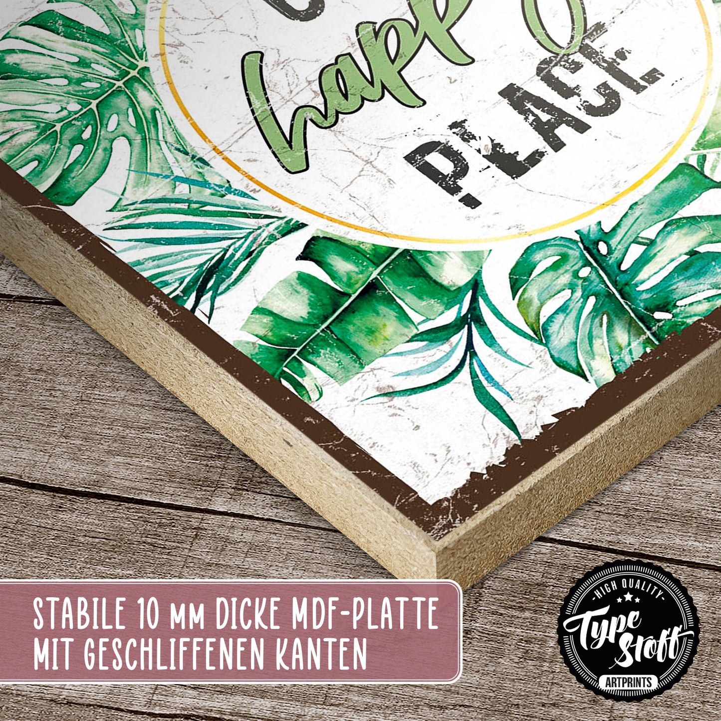 Holzschild mit Spruch - Zuhause - Our happy place – HS-QN-01191