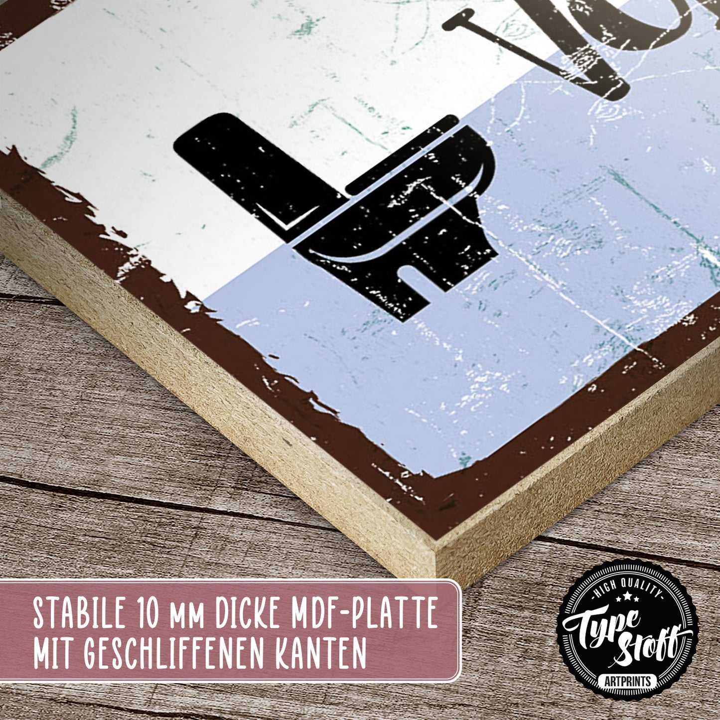 Holzschild mit Spruch - Toilette - Nicht vom Beckenrand – HS-KQ-01193