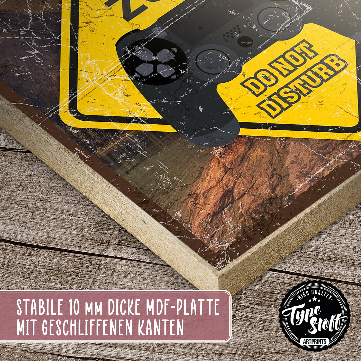 Holzschild mit Spruch - Spielen - gamer zone do not disturb – HS-QN-01198