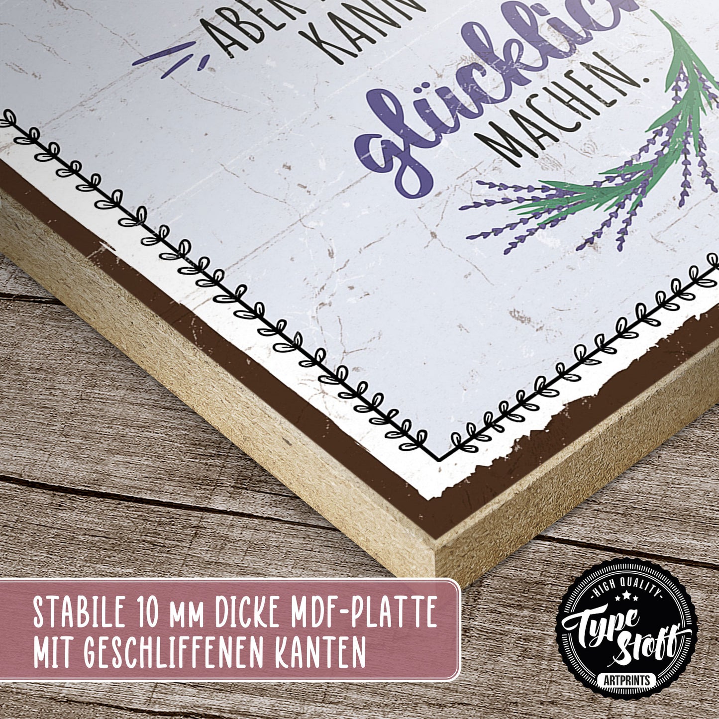 Holzschild mit Spruch - Hygge - Lächeln - Glück – HS-GH-01201