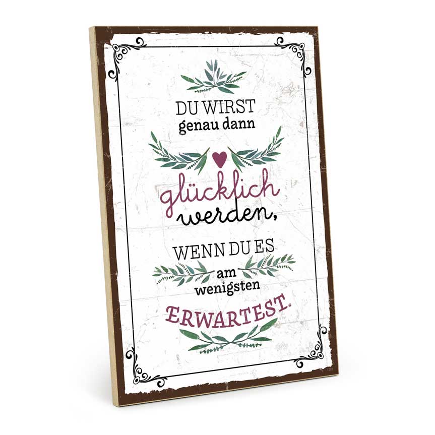 Holzschild mit Spruch - Hygge - Glück und Erwartung – HS-GH-01203
