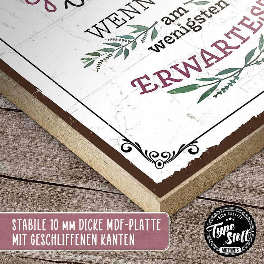 Holzschild mit Spruch - Hygge - Glück und Erwartung – HS-GH-01203