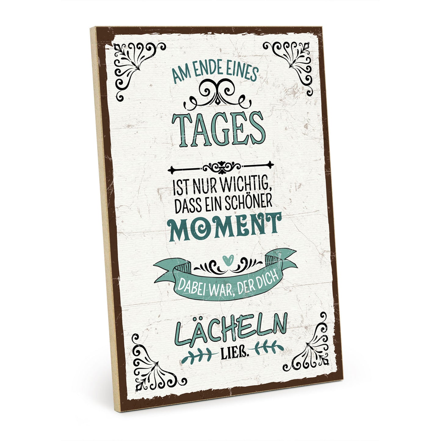 Holzschild mit Spruch - Hygge - Ende des Tages - HS-GH-01207