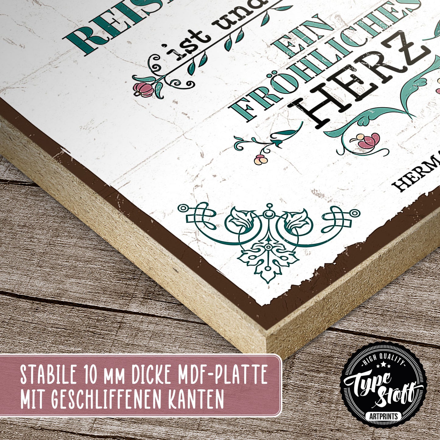 Holzschild mit Spruch - Hygge - ein fröhliches Herz – HS-GH-01209