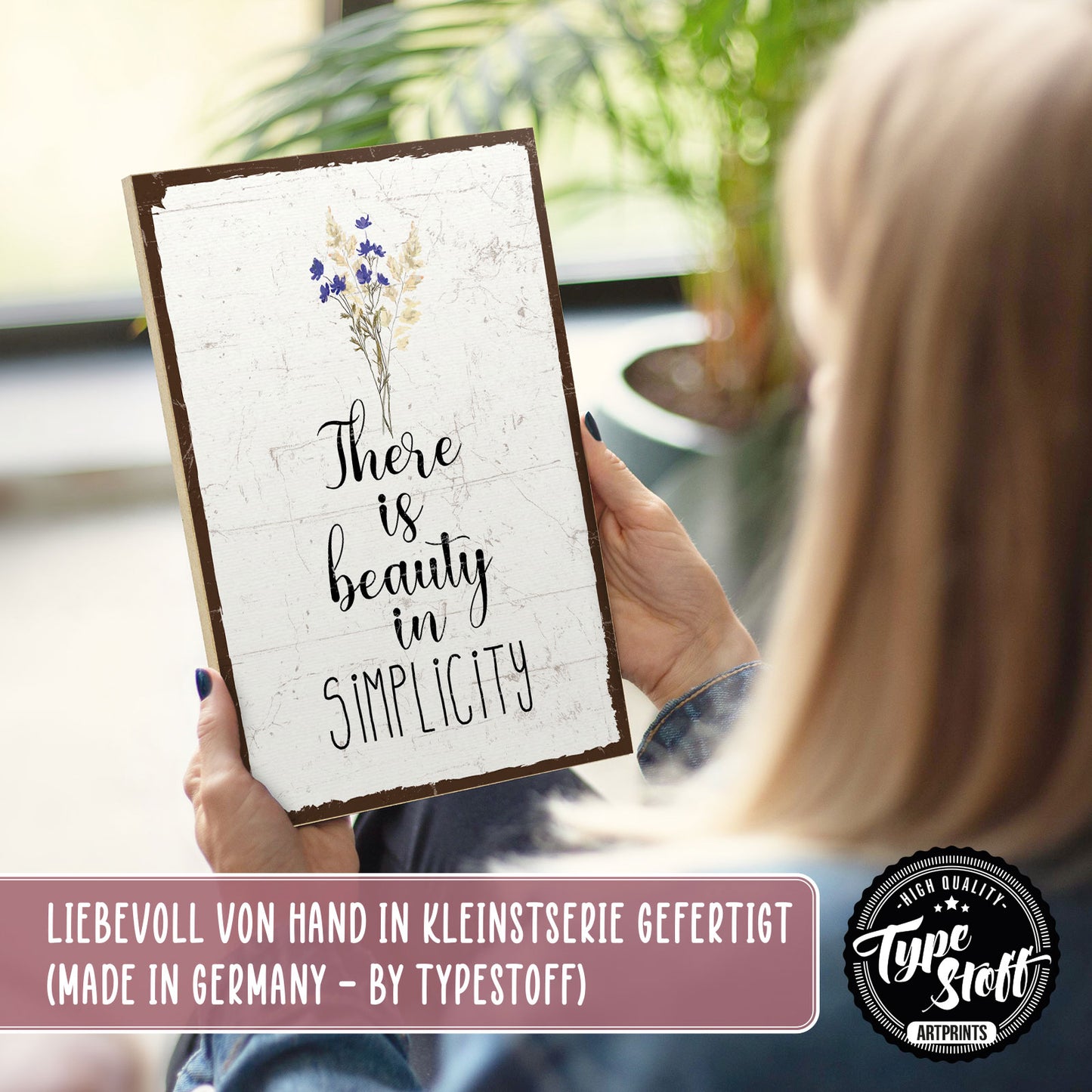 Holzschild mit Spruch - Hygge - Beauty in simplicity – HS-GH-01214