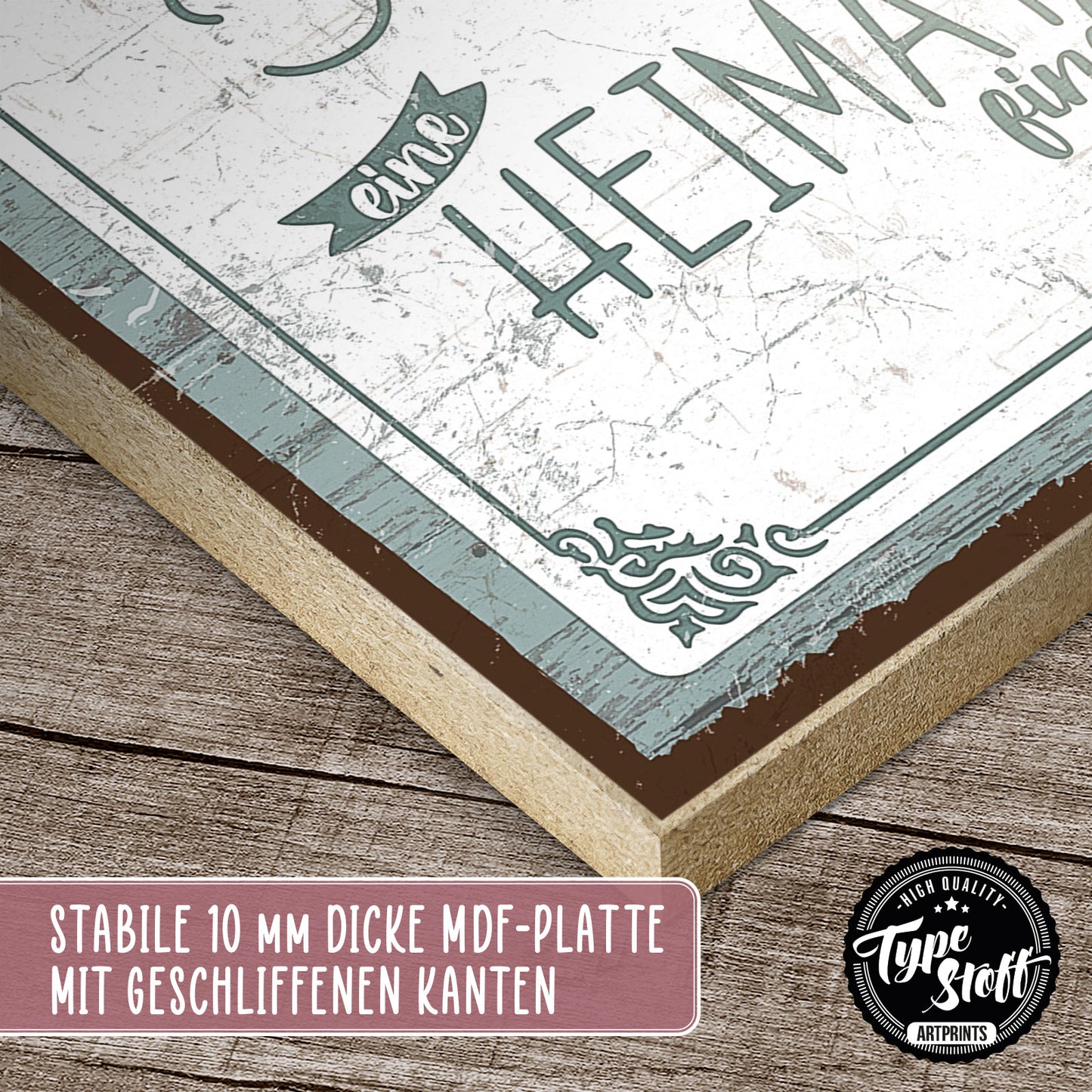 Holzschild mit Spruch - Familie ist dort wo Herz – HS-GH-01216