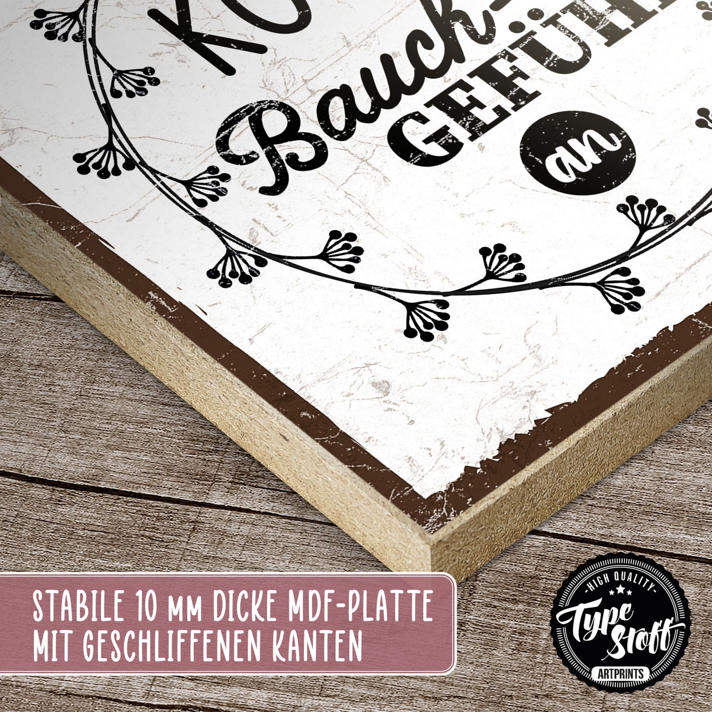 Holzschild mit Spruch - Hygge - Kopf aus - Bauchgefühl an – HS-QN-01223