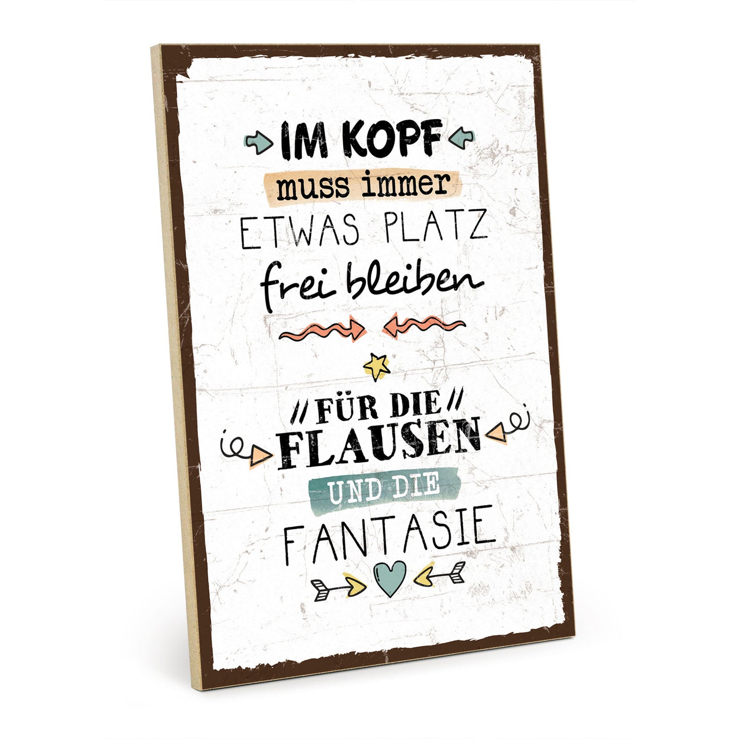 Holzschild mit Spruch - Hygge - Platz für Flausen – HS-GH-01225
