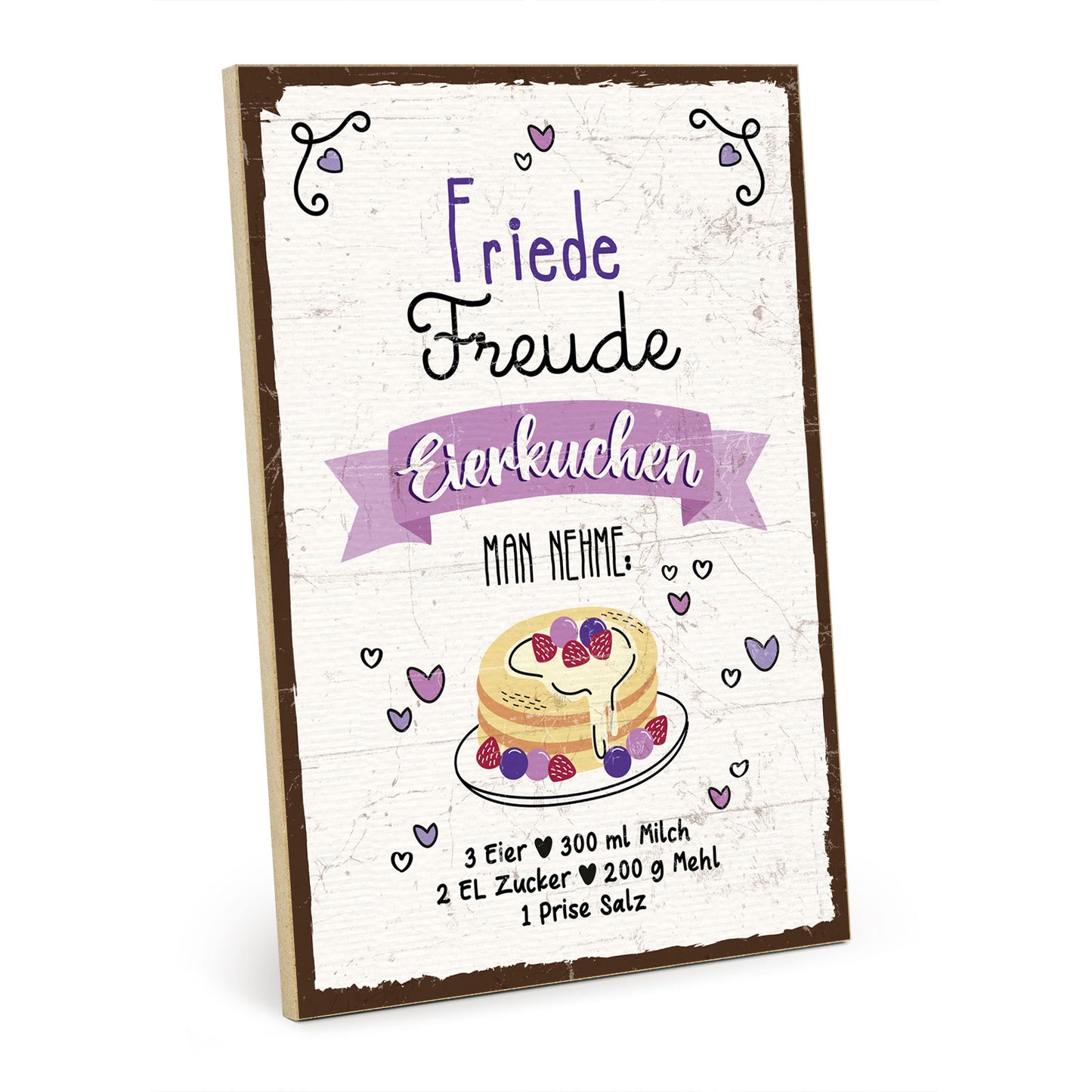 Holzschild mit Spruch - Küche - Friede Freude Eierkuchen – HS-GH-01227