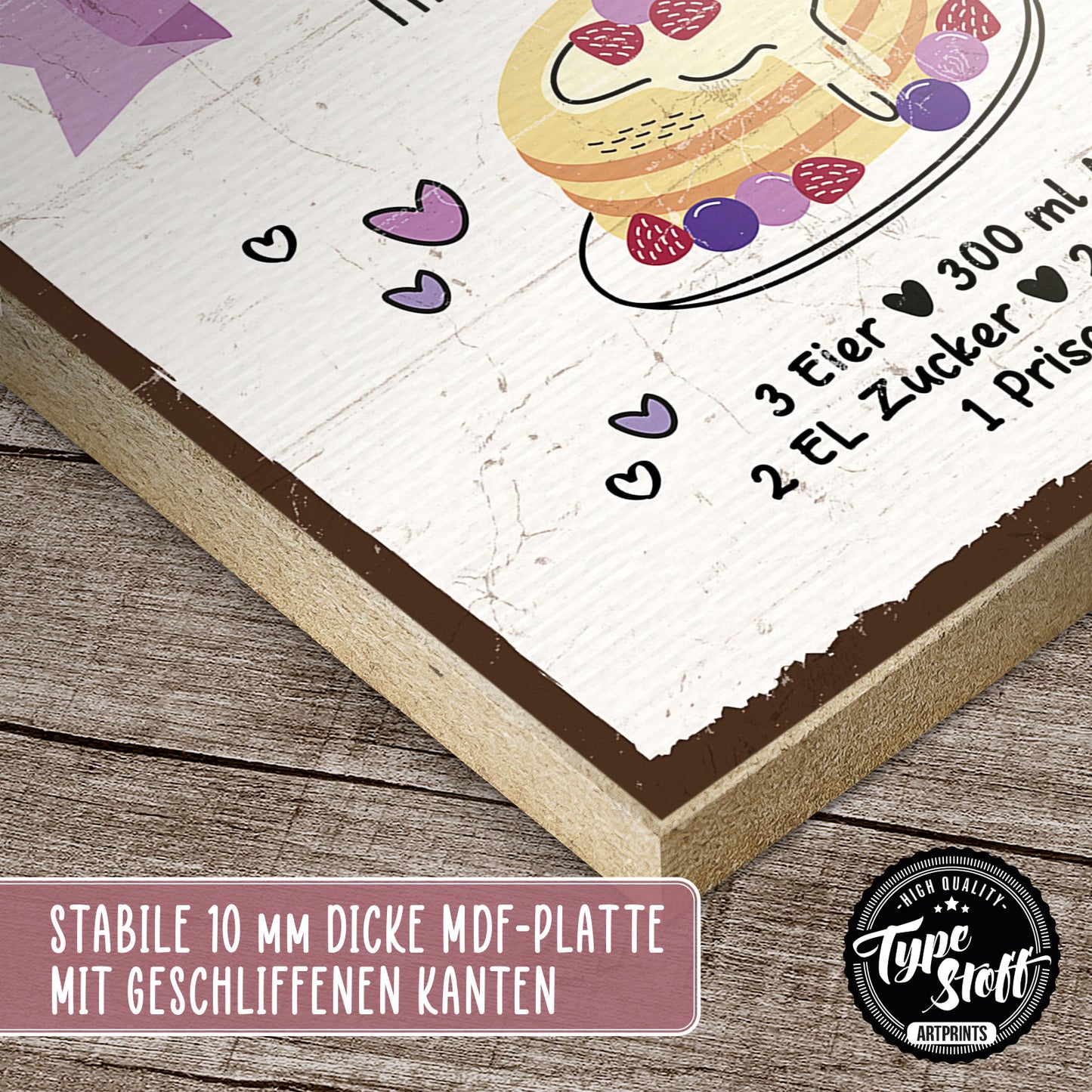 Holzschild mit Spruch - Küche - Friede Freude Eierkuchen – HS-GH-01227