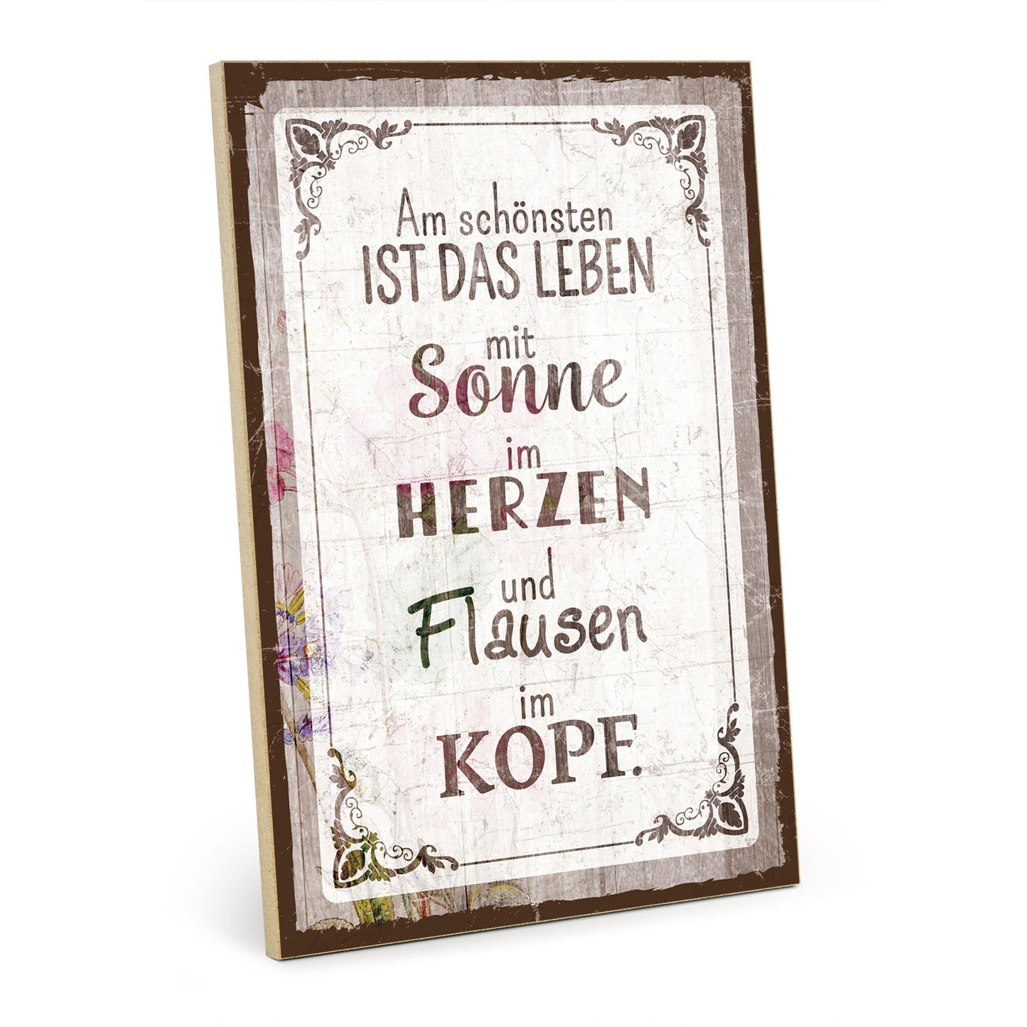 Holzschild mit Spruch - Hygge - Sonne und Flausen – HS-GH-01236