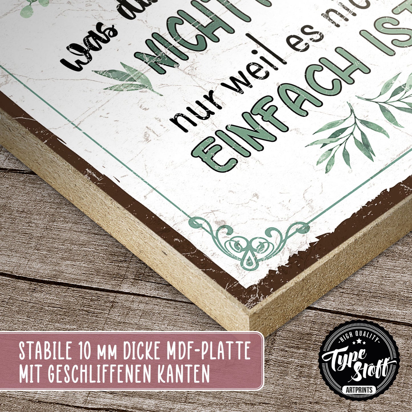 Holzschild mit Spruch - Motivation - Nicht aufgeben – HS-QN-01245