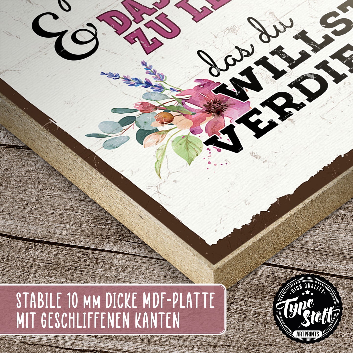 Holzschild mit Spruch - Motivation - Mut und Träume – HS-GH-01253