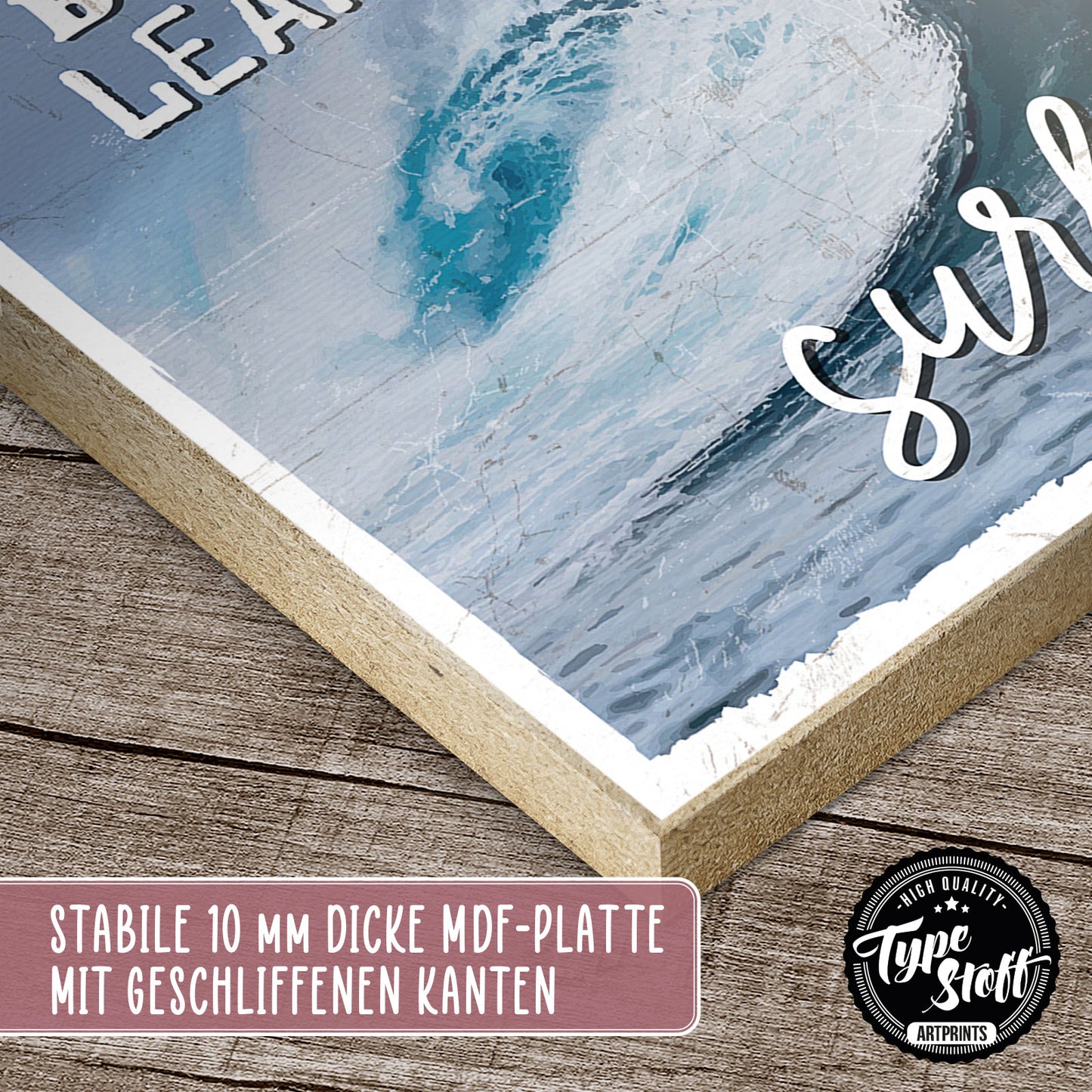 Holzschild mit Spruch - Motivation - Learn to surf – HS-GH-01264