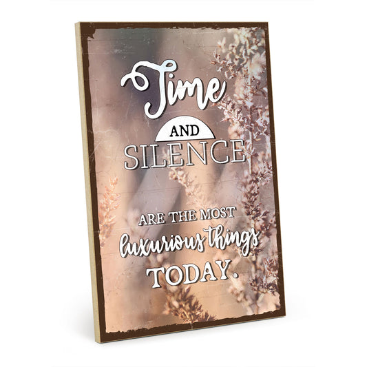 Holzschild mit Spruch - Hygge - Time and silence – HS-GH-01265