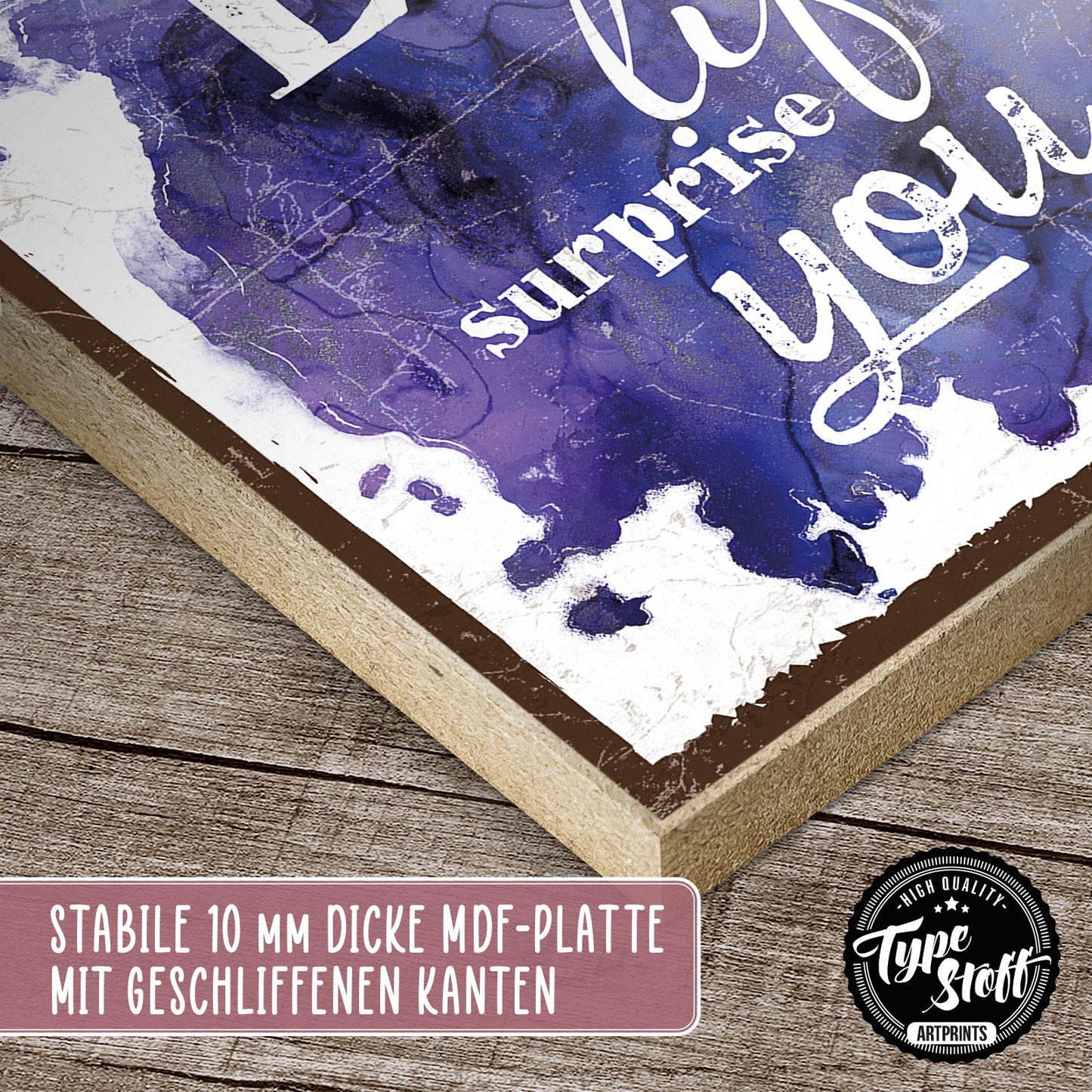 Holzschild mit Spruch - Hygge - Let life surprise you – HS-QN-01269
