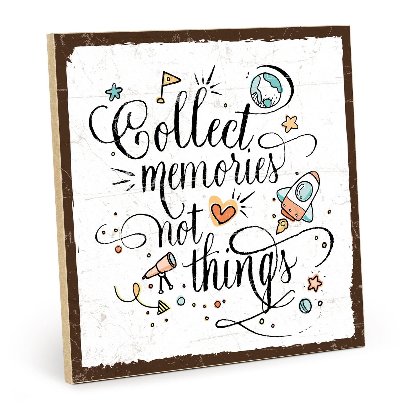 Holzschild mit Spruch - Hygge - collect memories not things – HS-QN-01273