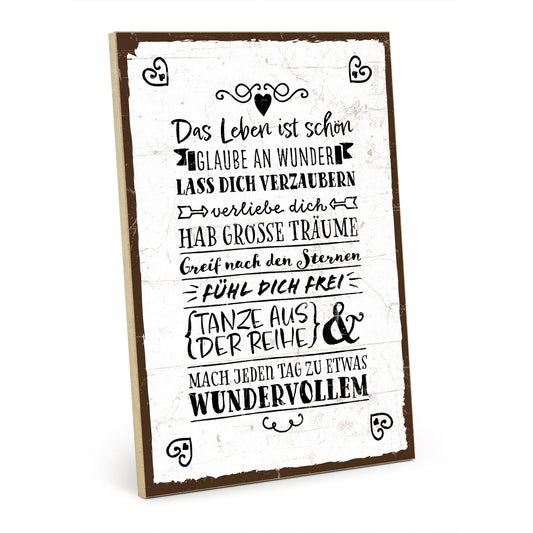 Holzschild mit Spruch - Hygge - das Leben ist schön – HS-GH-01275