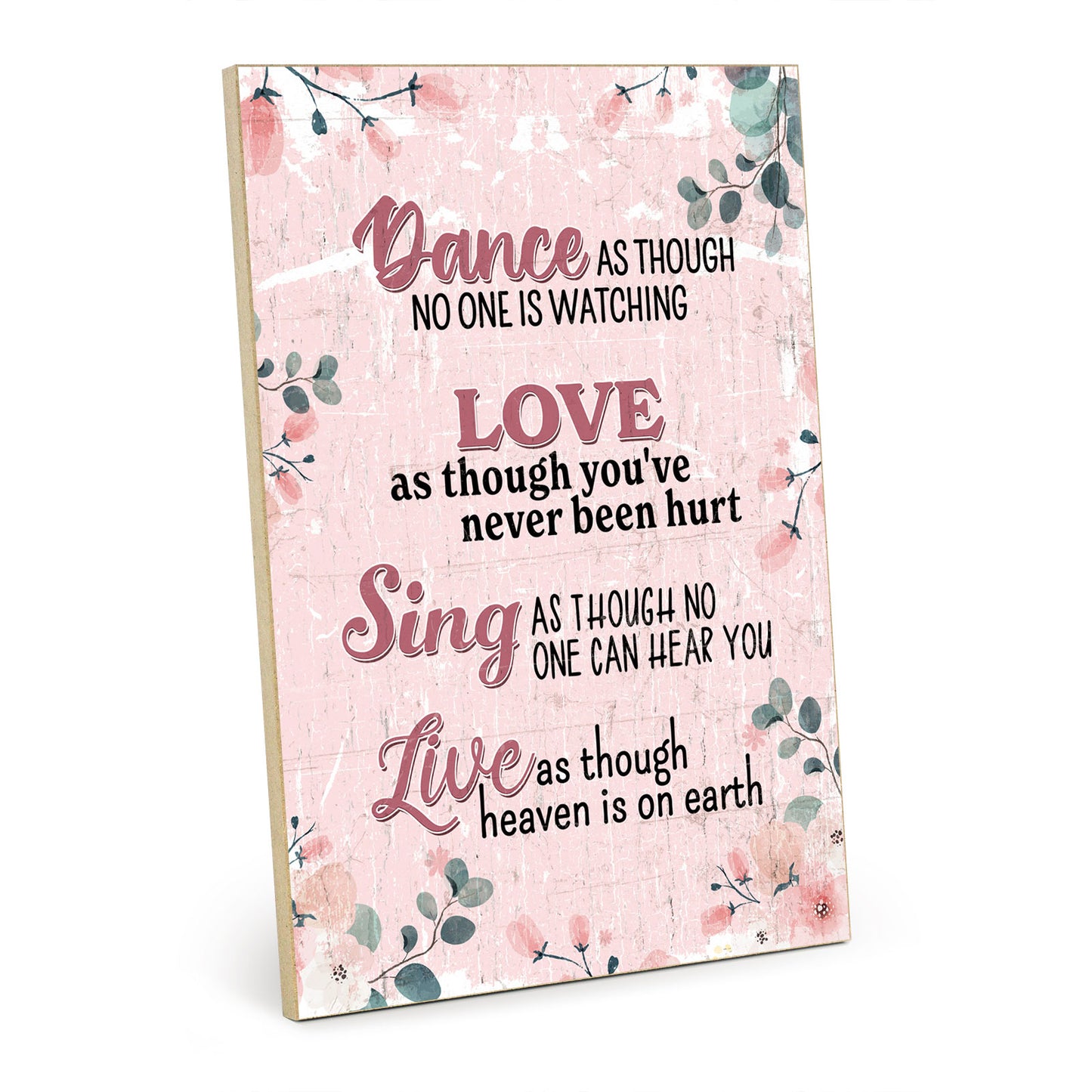 Holzschild mit Spruch - Hygge - Dance - Love - Sing – HS-GH-01282