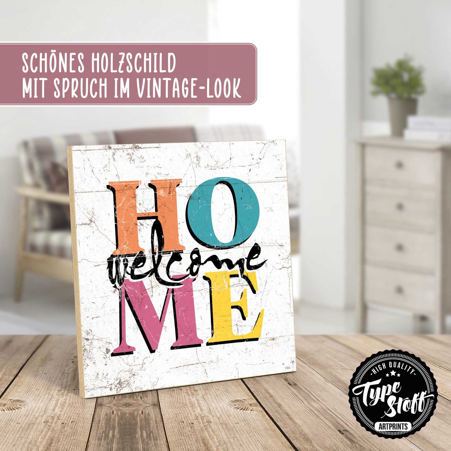 Holzschild mit Spruch - welcome home – HS-QN-01355