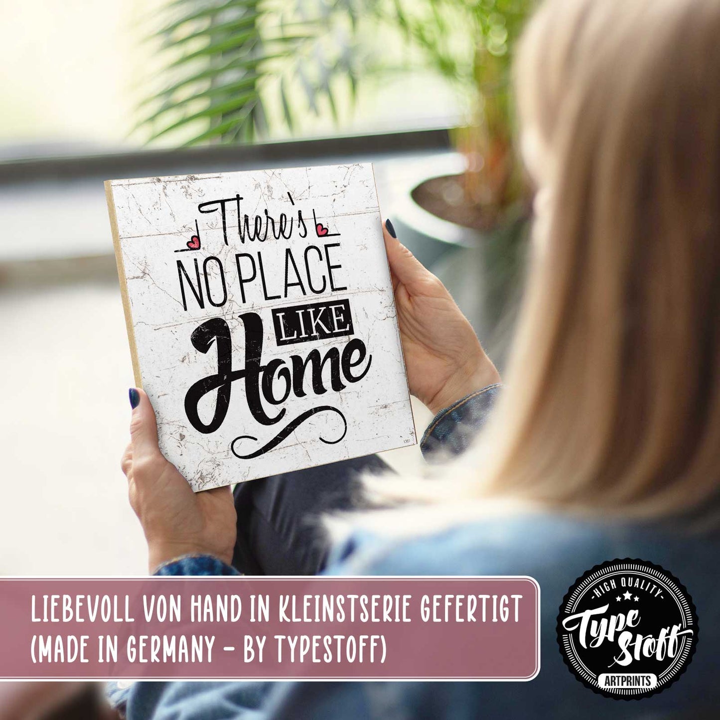 Holzschild mit Spruch - Zuhause - no place like home – HS-QN-01361