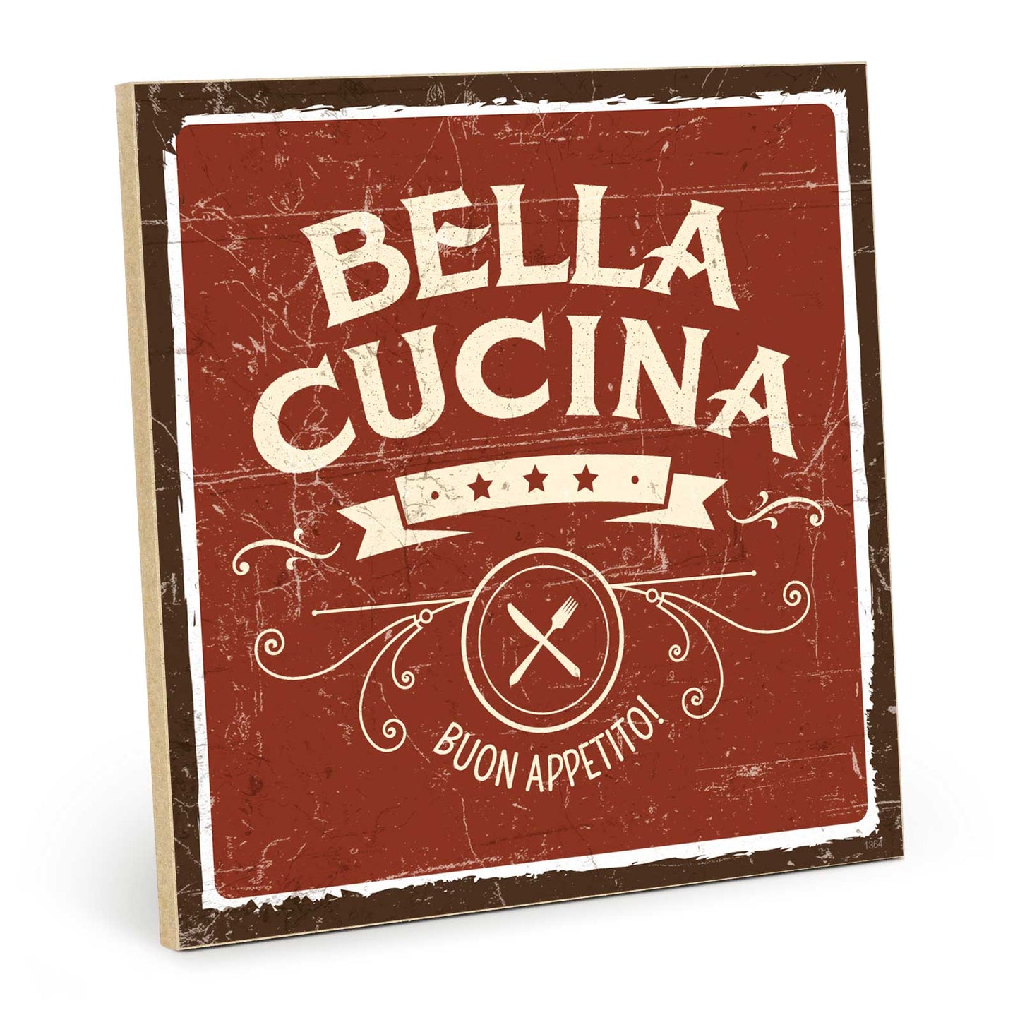 Holzschild mit Spruch - bella cucina – HS-QN-01364