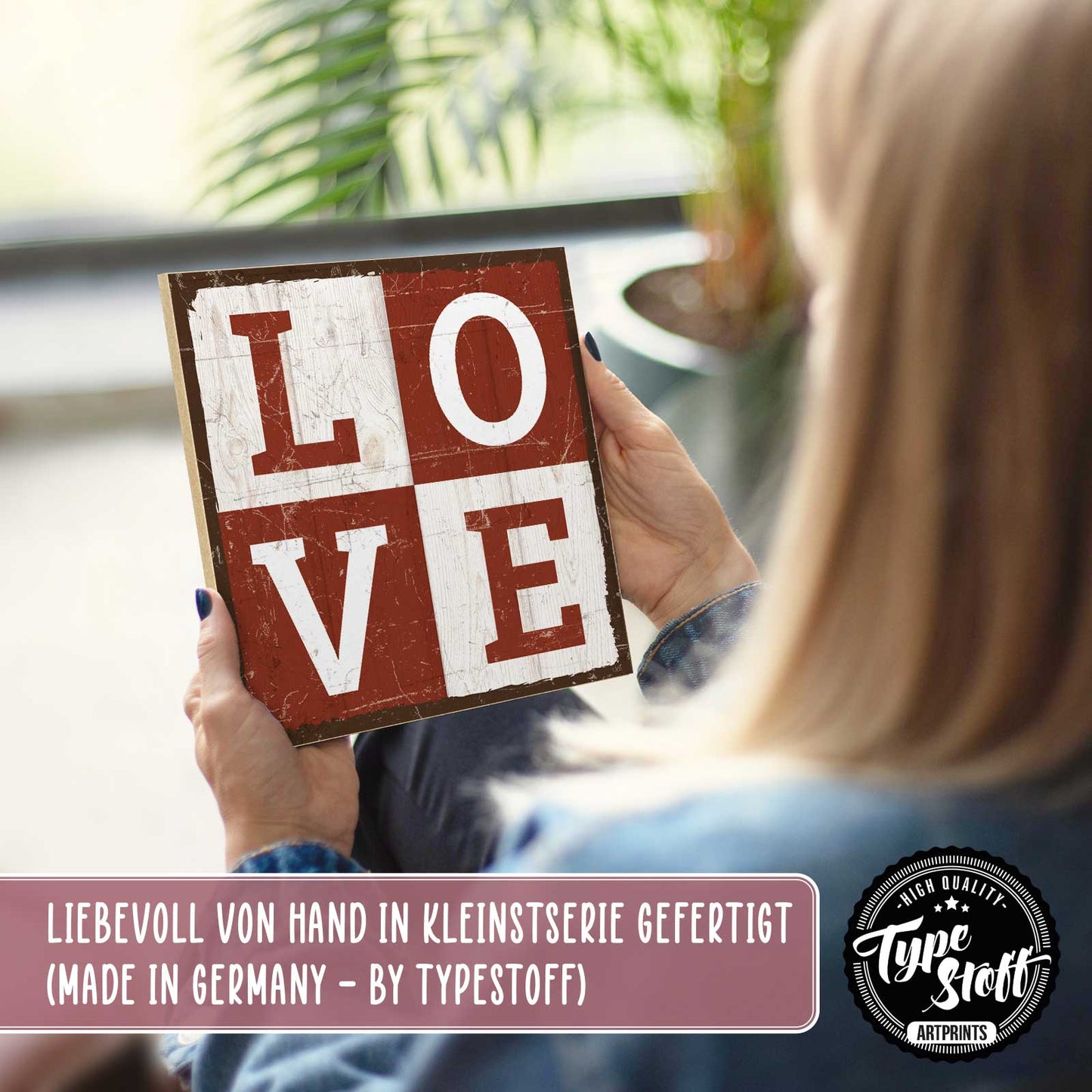 Holzschild mit Spruch - Liebe - love – HS-QN-01365